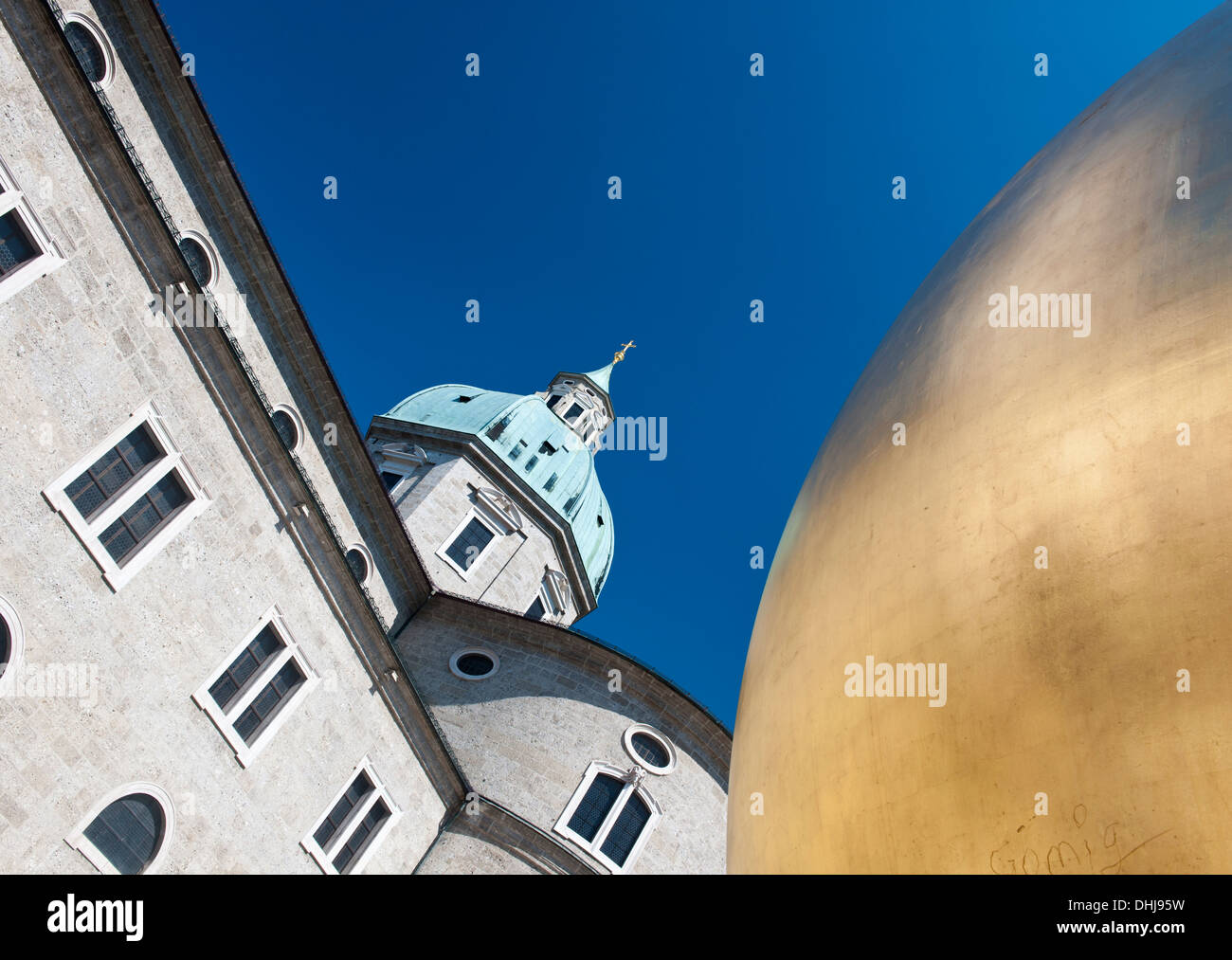 gold ball and baroque church Stock Photo