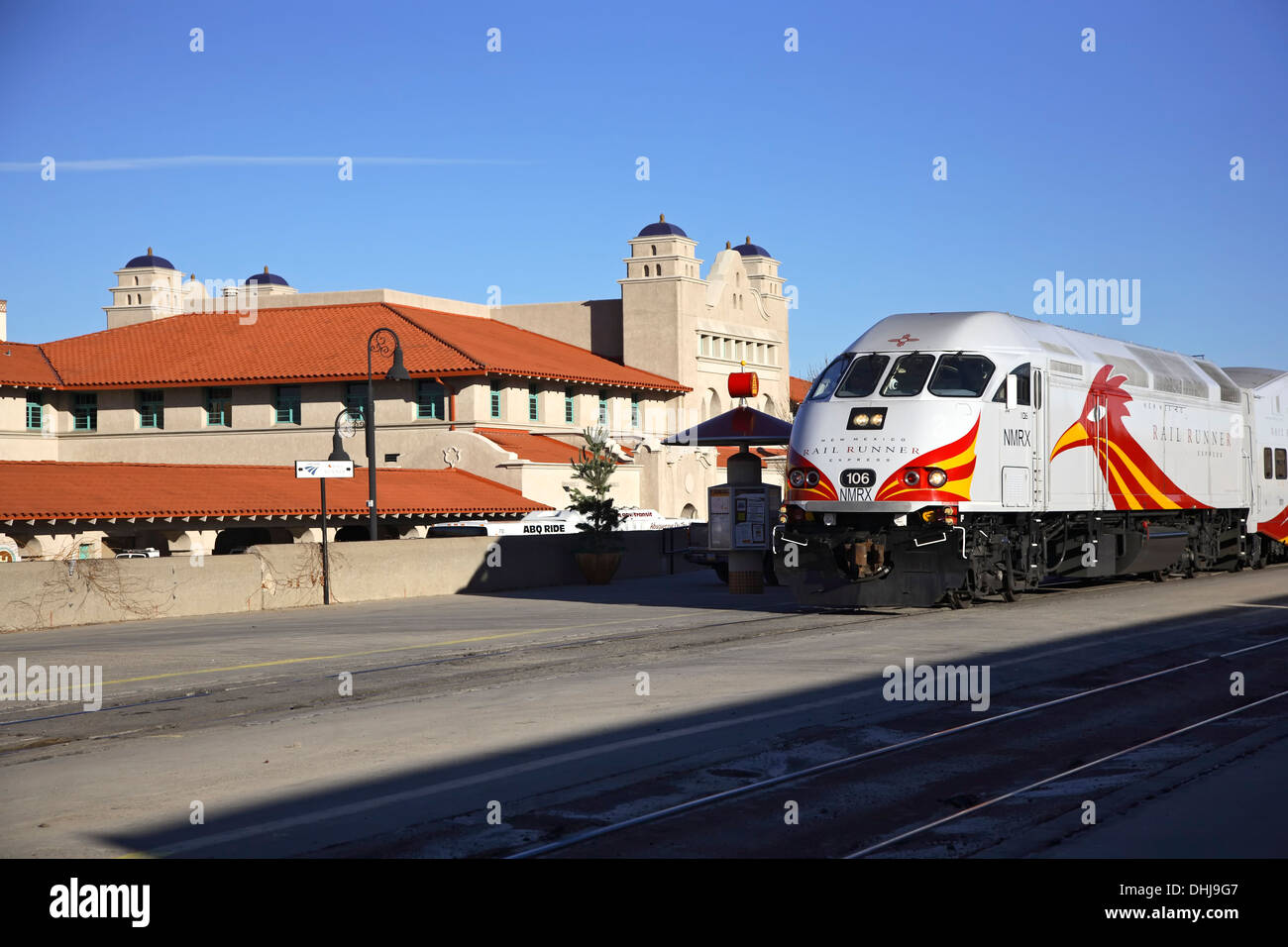 Alvarado Transportation Station and Rail Runner, Albuquerque, New Mexico USA Stock Photo
