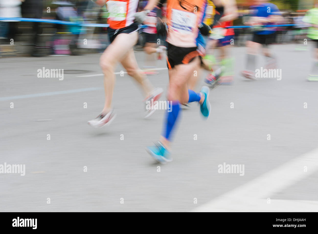 Blurred motion runners. 2013 ING New York City Marathon Stock Photo