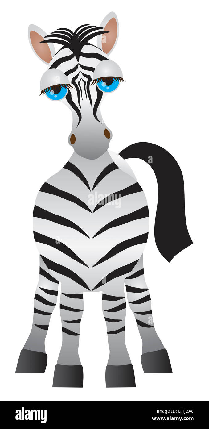 Zebra Cute Cartoon Drawing Isolated on White Background Illustration Stock Photo