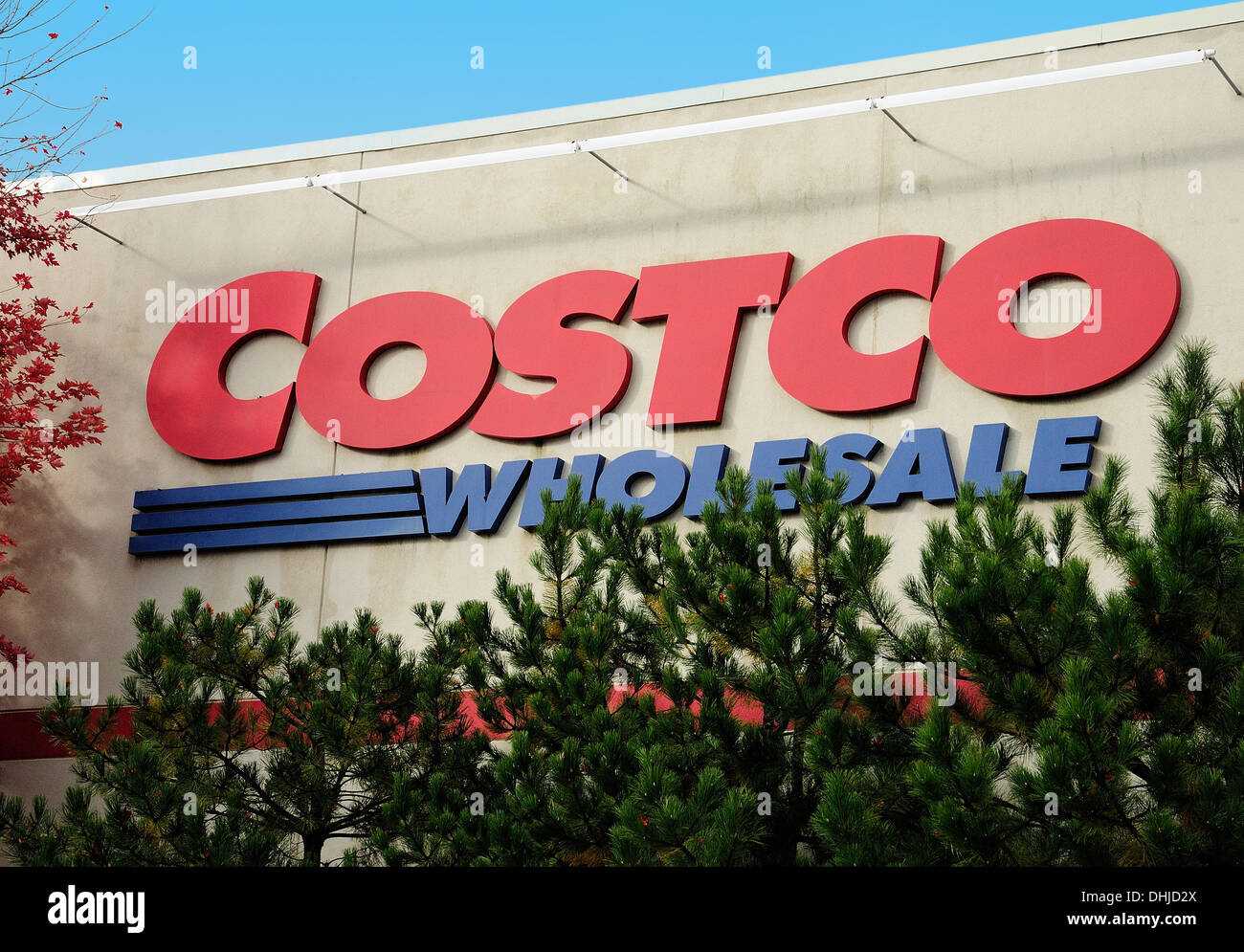COSTCO retail sign on storefront Stock Photo Alamy