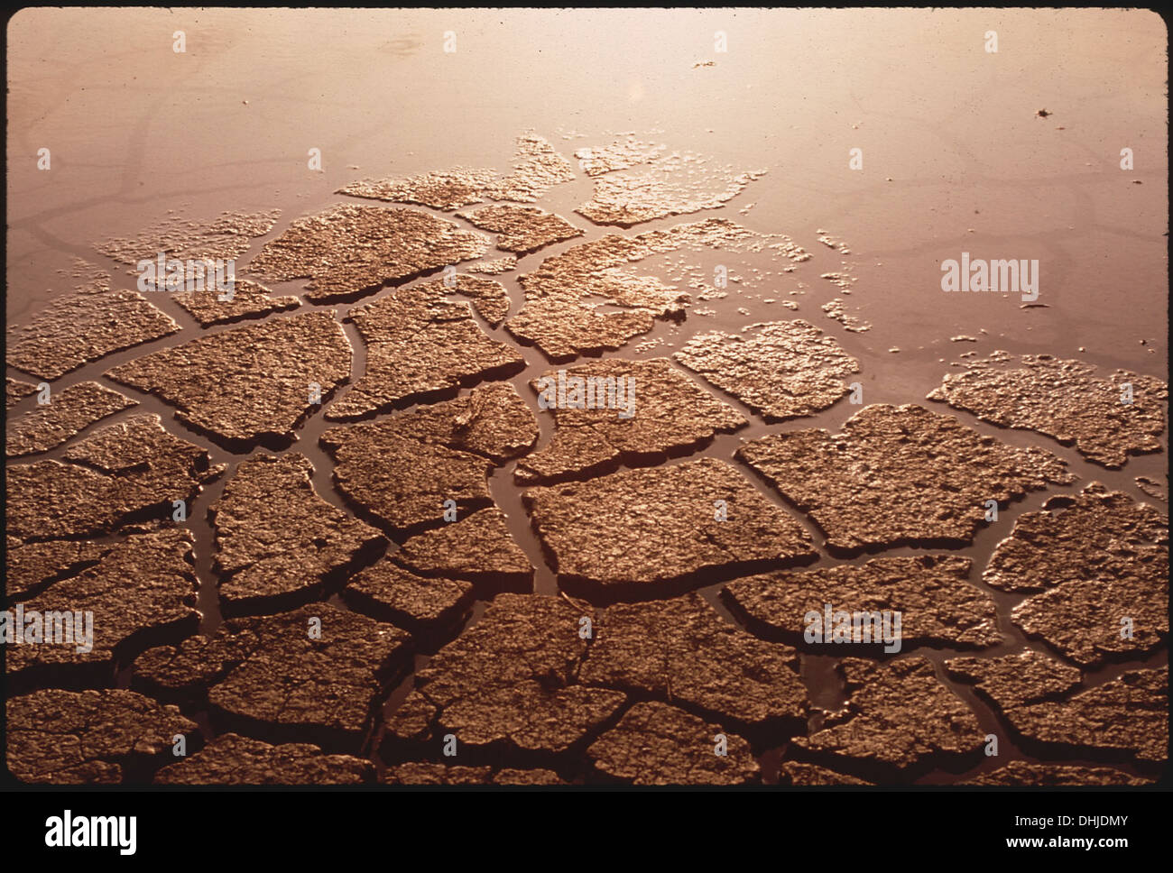 DRAINAGE OF MARSH LEAVES PARQUETS OF DRY, CRACKED MUD 176 Stock Photo