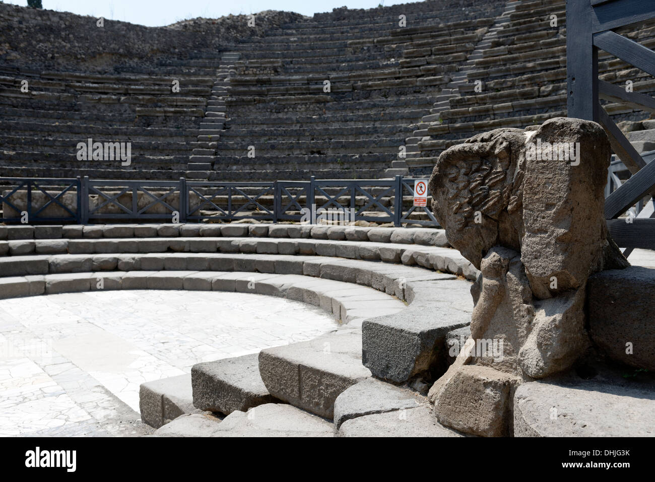 The Odeon or small concert hall theatre which was built in 80 BC at Pompeii Italy. The theatre was originally roofed and was use Stock Photo