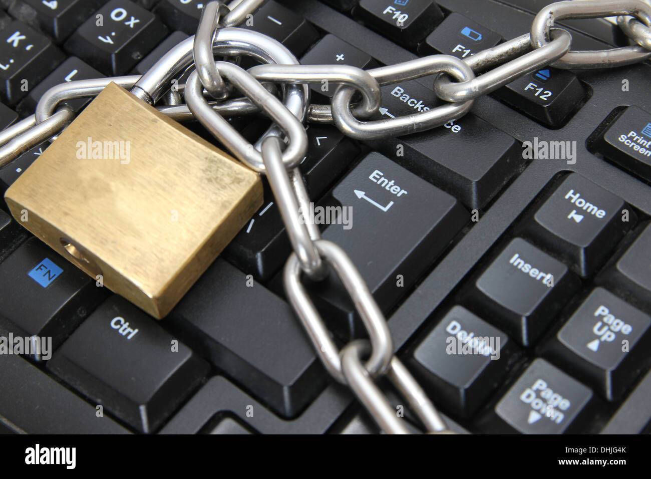 secured data, locked keyboard Stock Photo Alamy