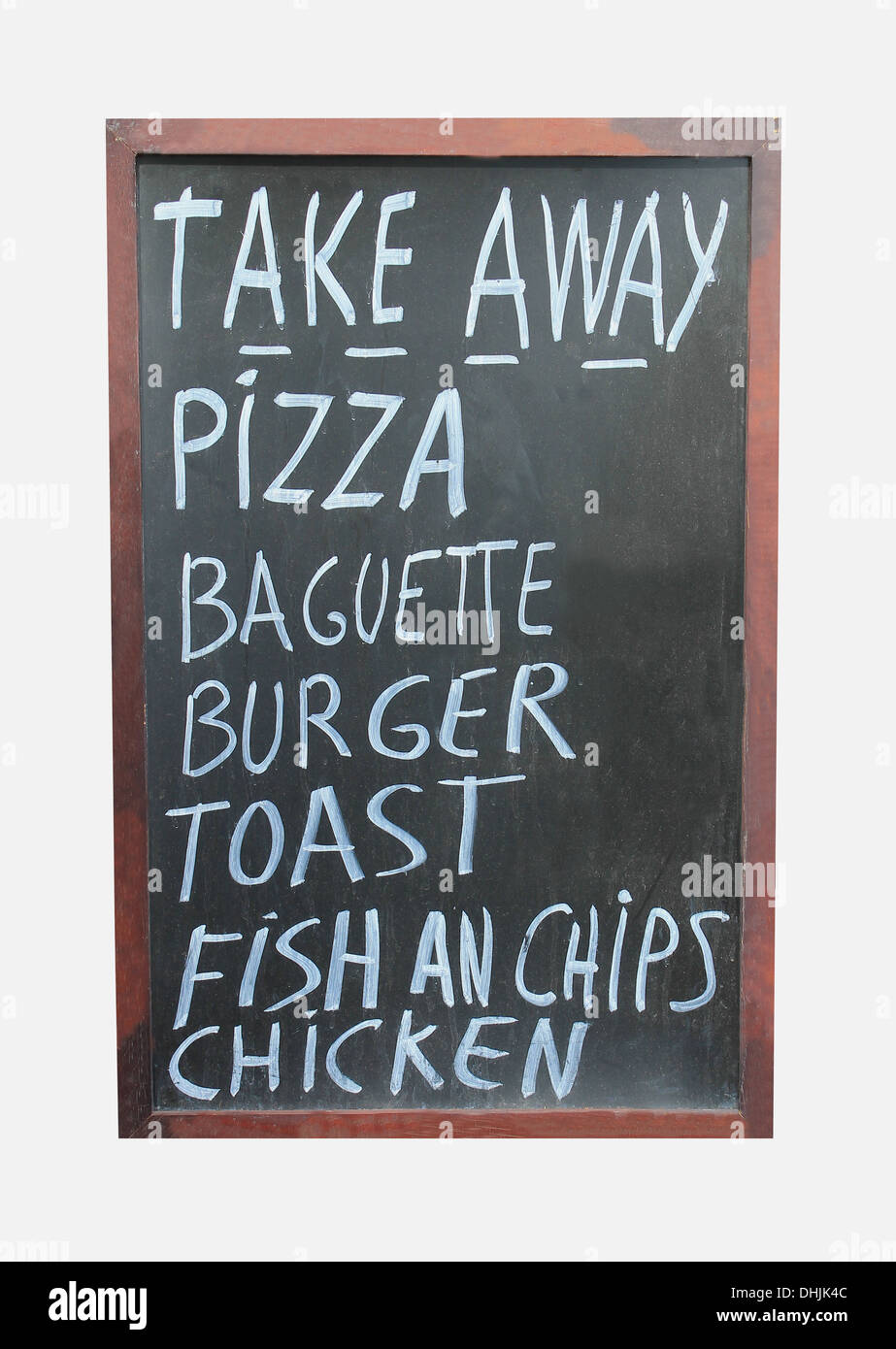 Takeaway food sign isolated on white background. Stock Photo