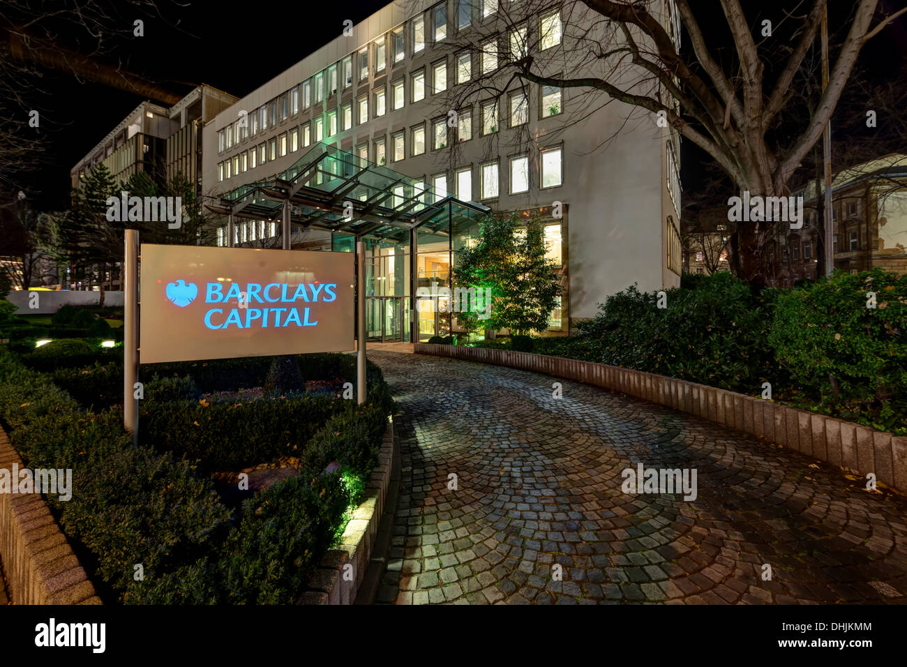 Germany, Hesse, Frankfurt, Westend, view to entrance of Barclays Capital Bank Stock Photo
