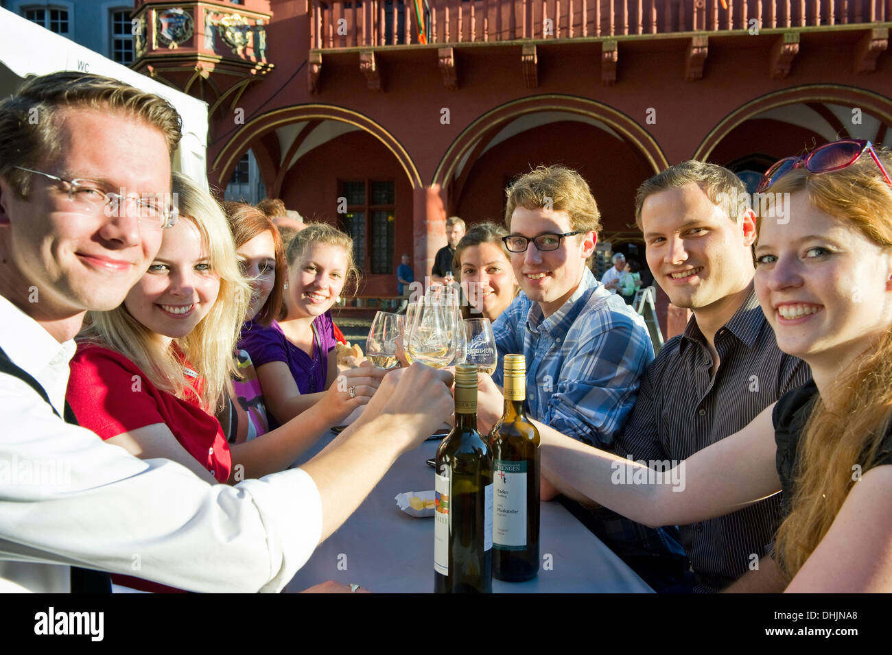 People at the wine festival, July 2012, Freiburg im Breisgau, Black Forest, Baden-Wuerttemberg, Germany, Europe Stock Photo