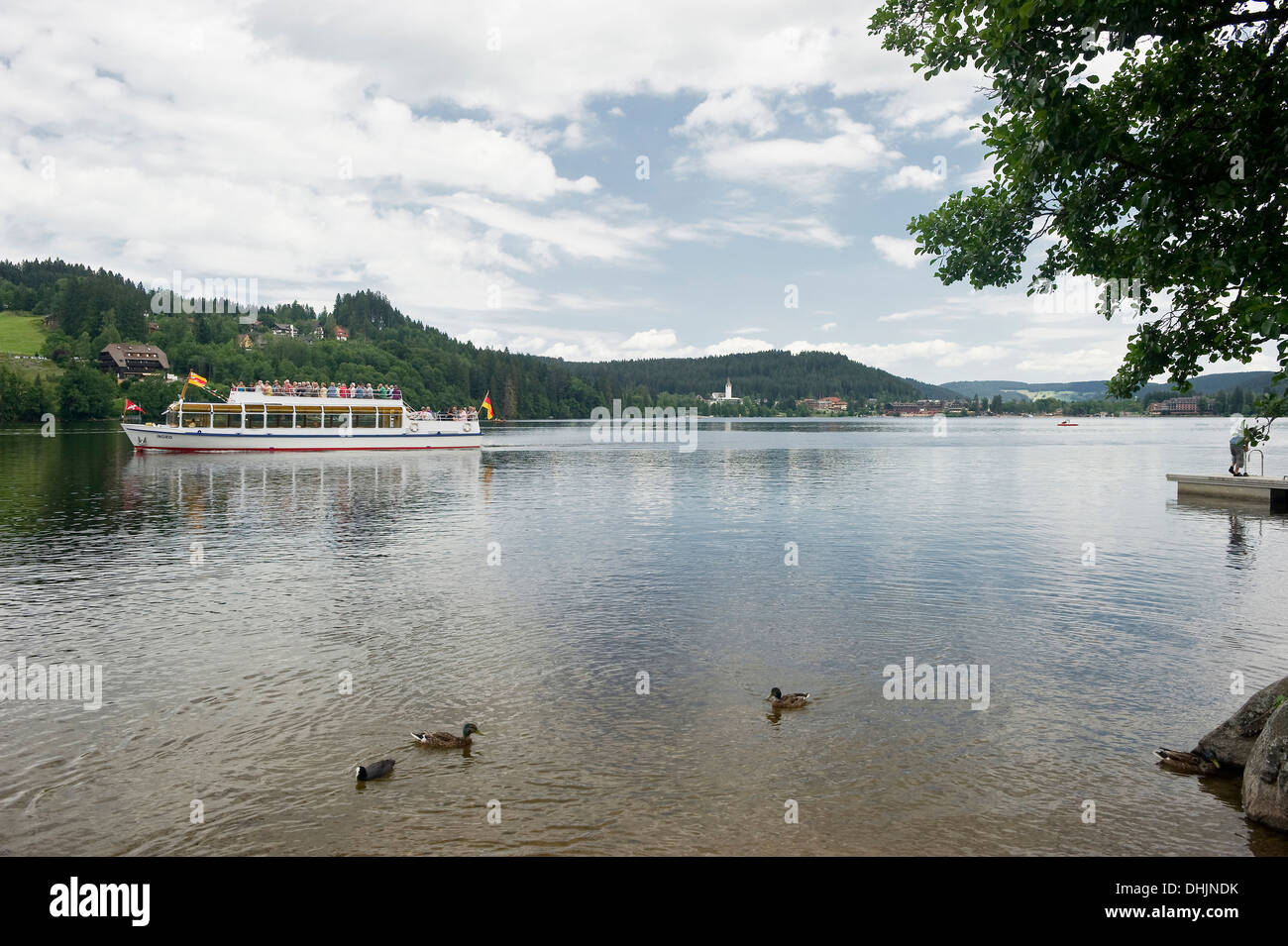 Excursion boat on lake Titisee, Black Forest, Baden-Wuerttemberg, Germany, Europe Stock Photo