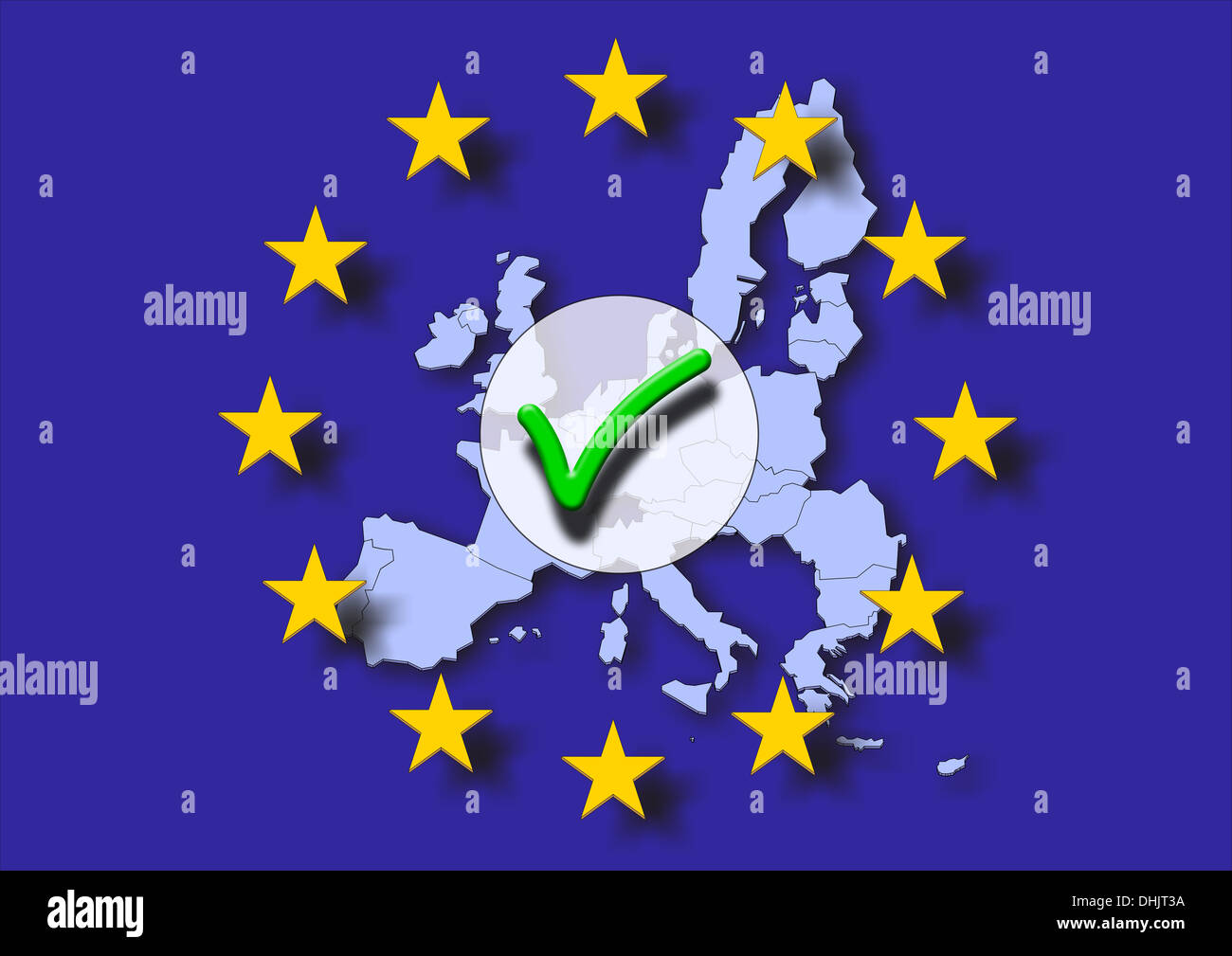 map of europe and positive voting Stock Photo