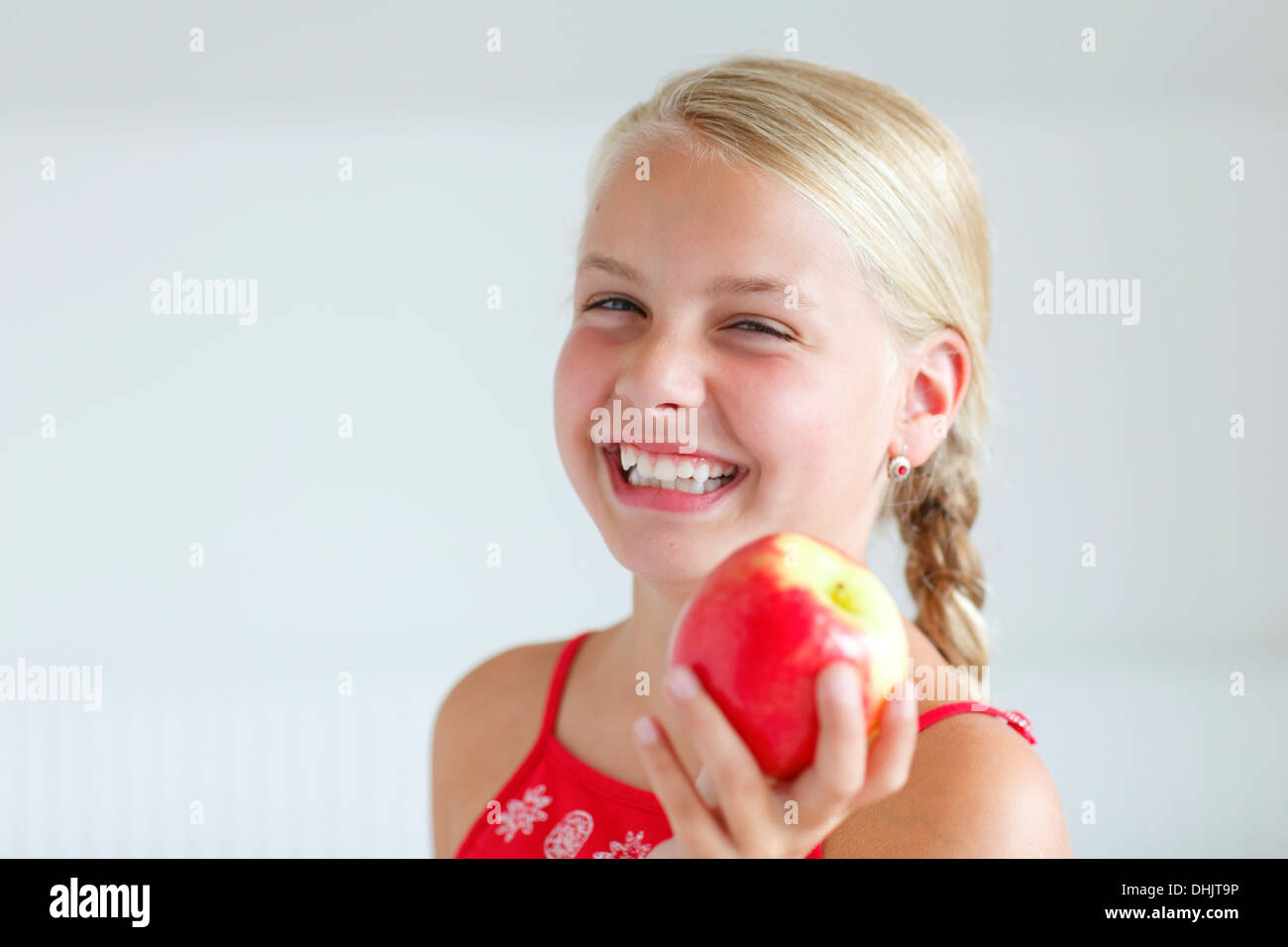 Cute girl blond braided hair hi-res stock photography and images - Alamy