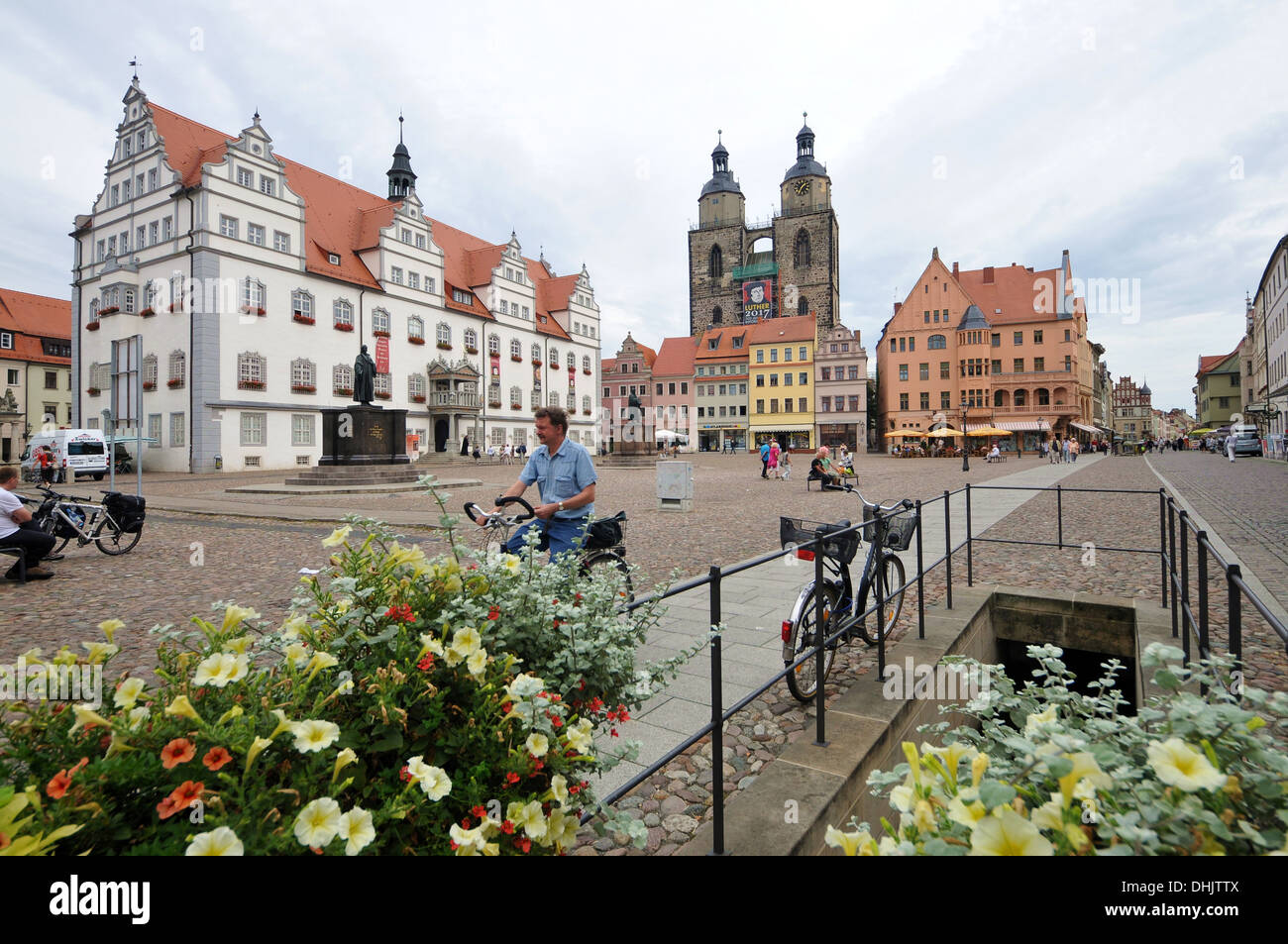 Market with town hall and St. Marien church, Lutherstadt Wittenberg