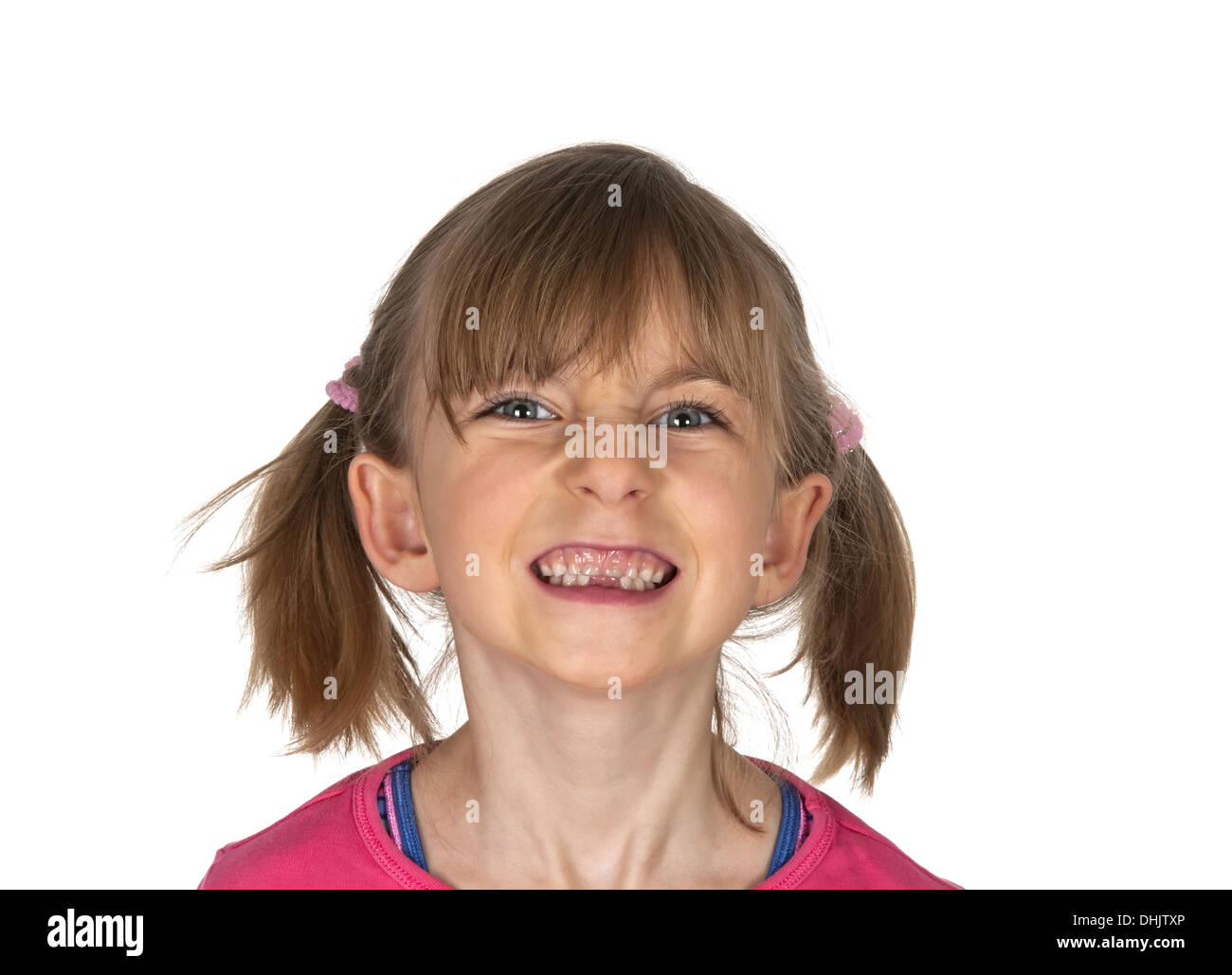 girl showing tooth gap Stock Photo Alamy