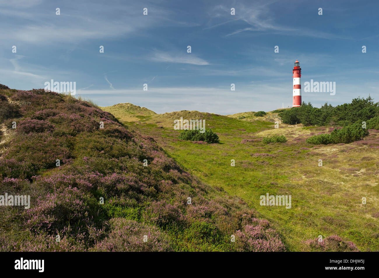 Lighthouse, near Nebel, North Frisian Islands, Schleswig-Holstein, Germany Stock Photo