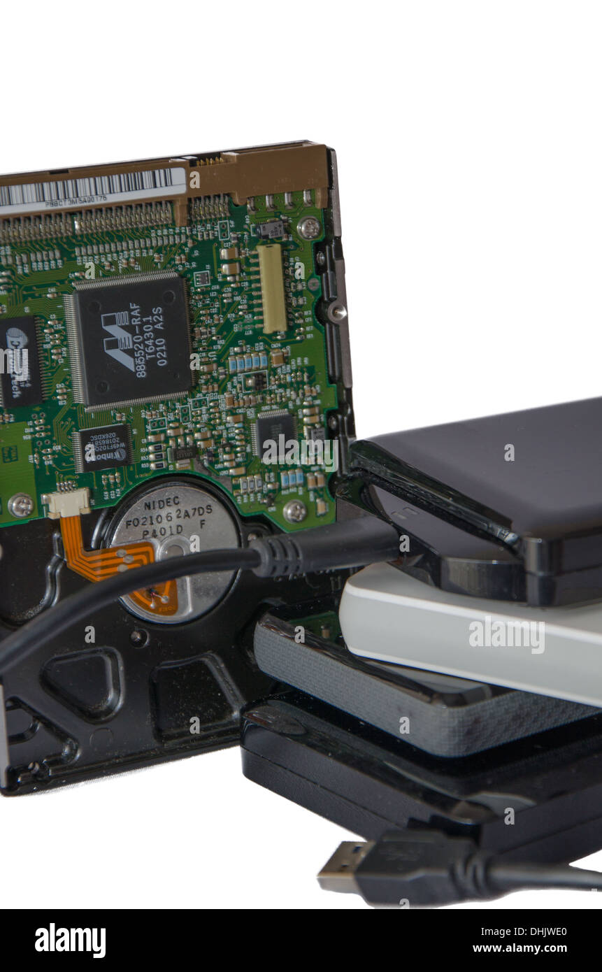 Set of hard drives Stock Photo Alamy