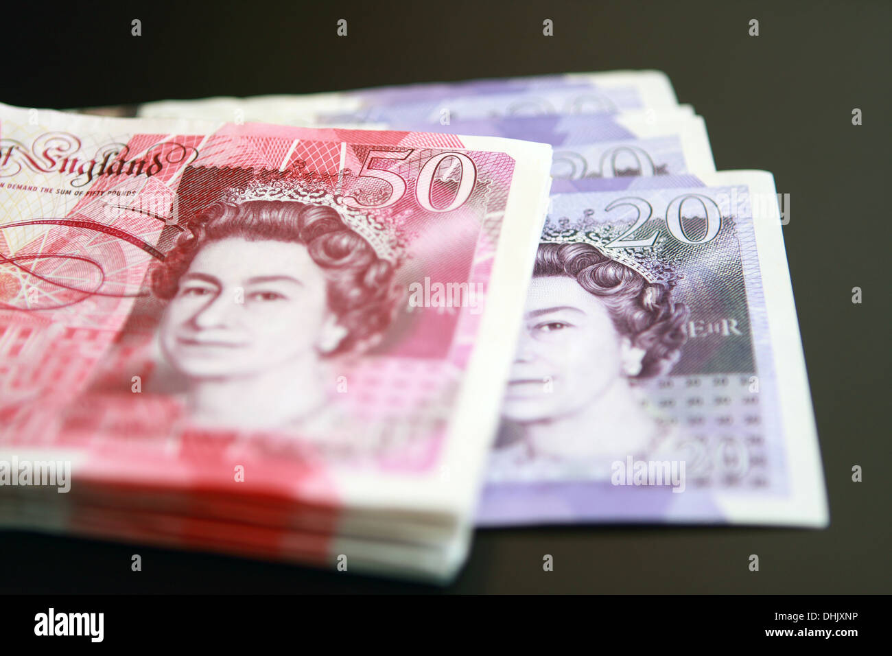 Sterling £50 and £20 notes. Stock Photo