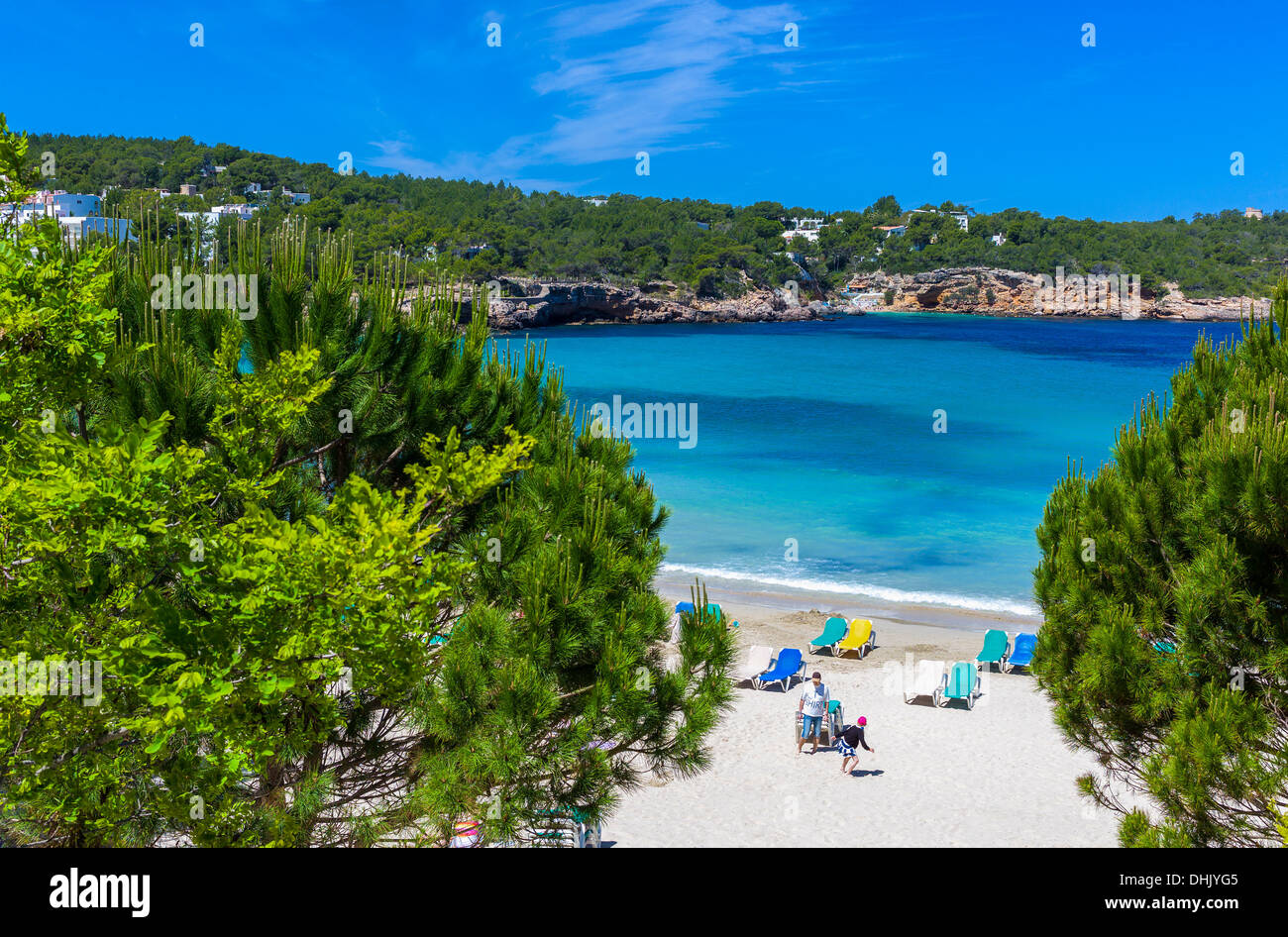 Europe, Spain,  Balearic islands, Eivissa, Ibiza, the beach of Cala Xarraca Stock Photo