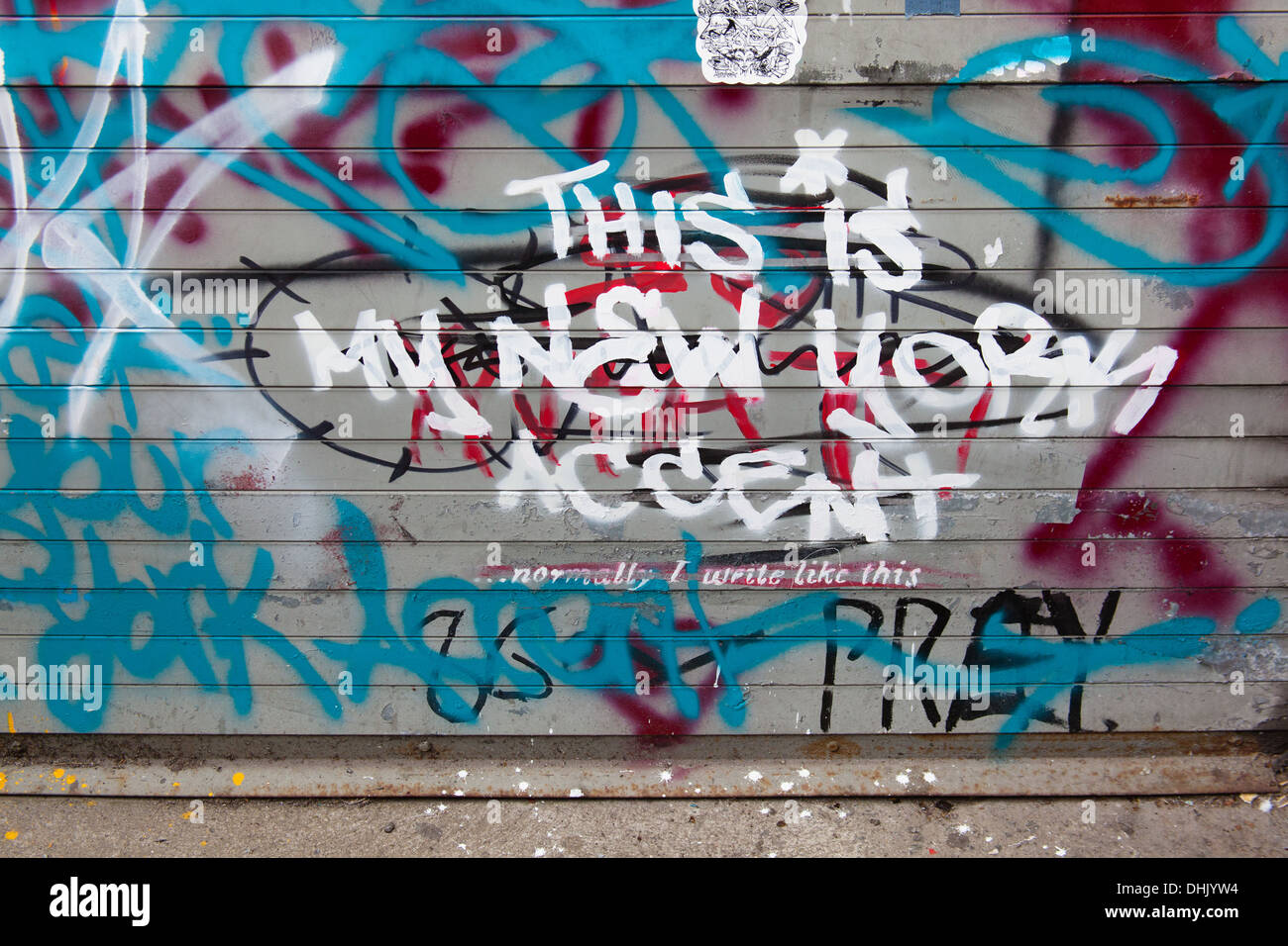 Banksy's  'This is my New York Accent: normally I write like this' Chelsea, New York City, United States of America. Stock Photo