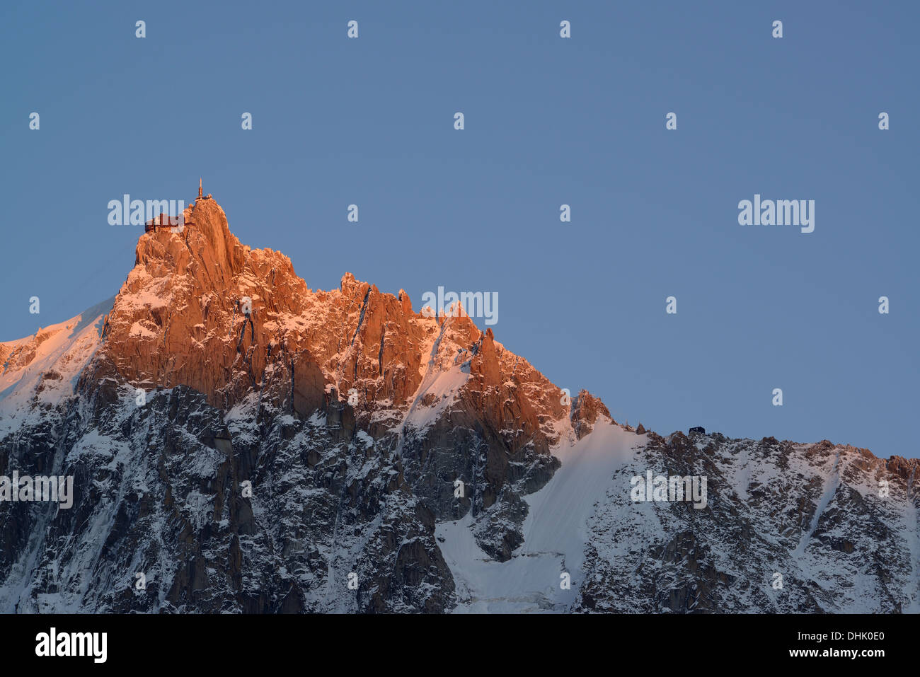 View to Aiguille du Midi, Mont Blanc range, Chamonix, Savoy, France Stock Photo
