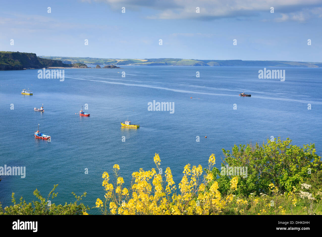 The view from Castle Hill Tenby Pembrokeshire Wales Stock Photo