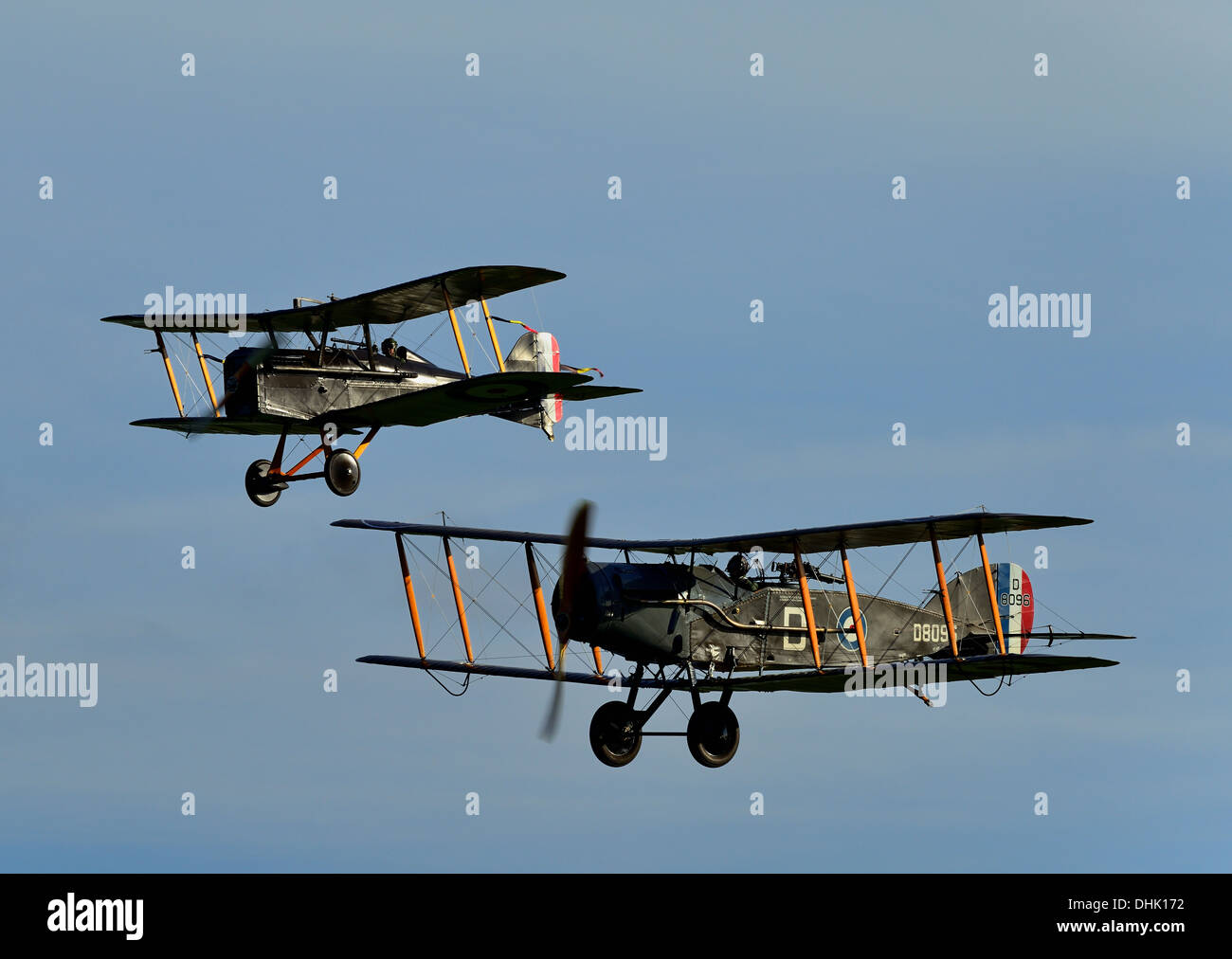 Bristol F2B and SE5a vintage WW1 biplanes from the Shuttleworth