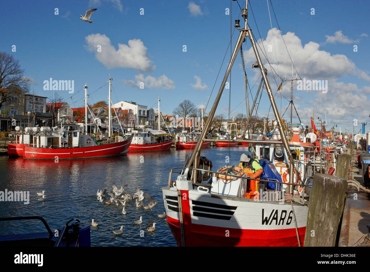 Fishing boats on the Alter Strom, Warnemuende, Rostock, Baltic coast