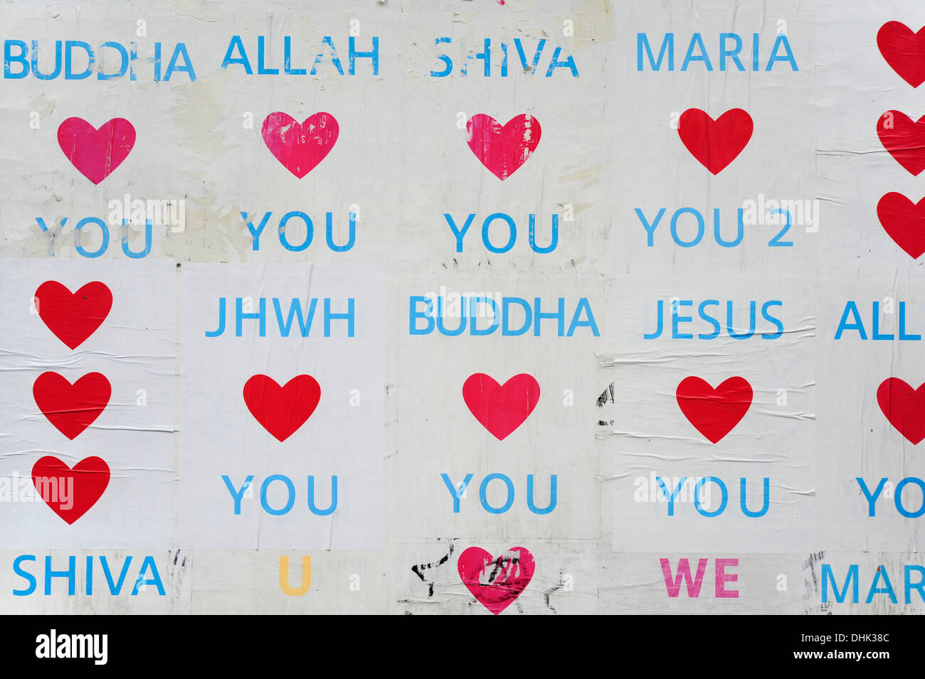 Germany Berlin Posters With Words And Hearts At Wall Stock Photo Alamy