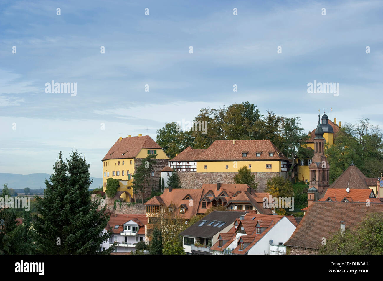 Mahlberg castle under clouded sky, Mahlberg, Ortenau, Black Forest, Baden-Wuerttemberg, Germany, Europe Stock Photo