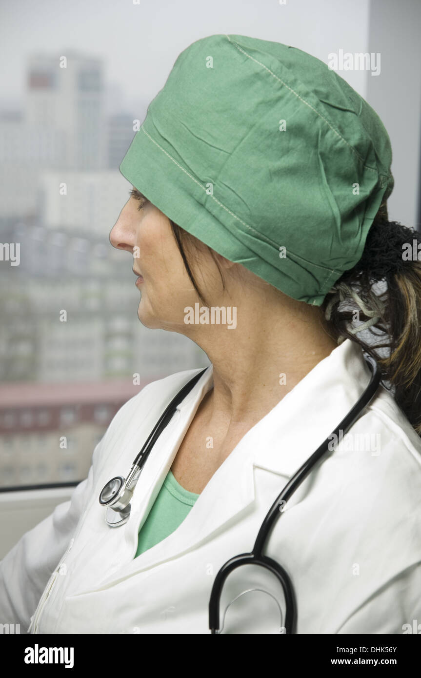 lady doc despaired Stock Photo