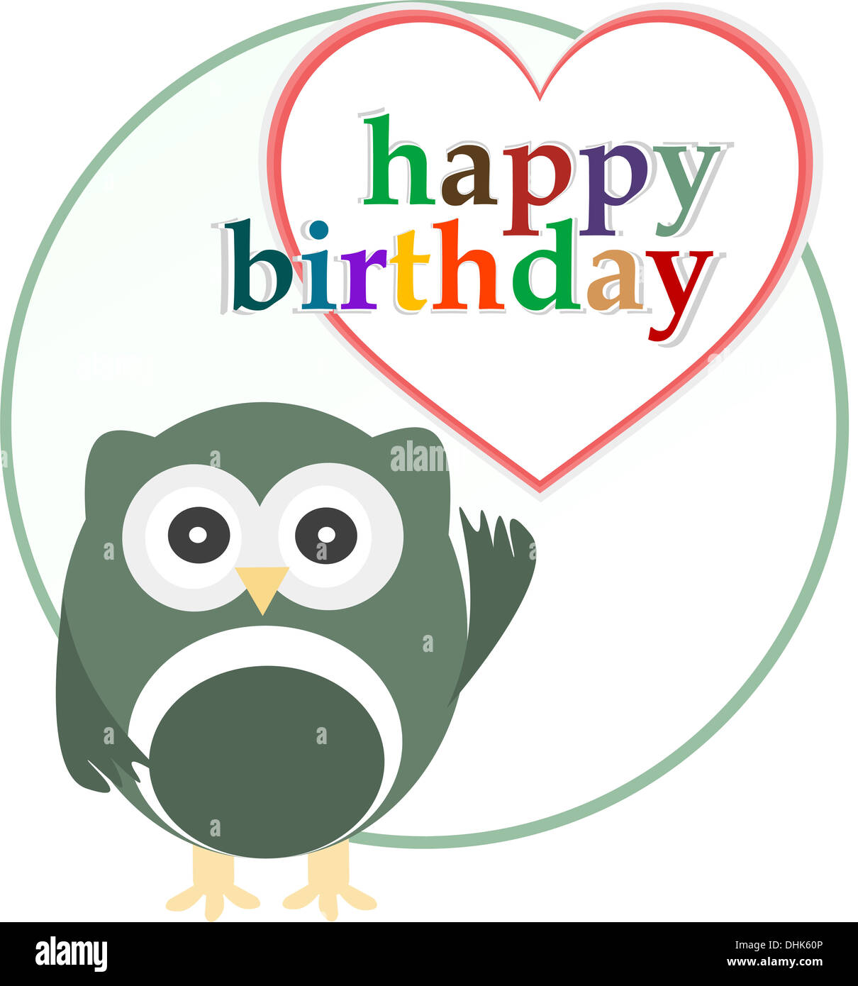happy birthday party card with cute owl Stock Photo