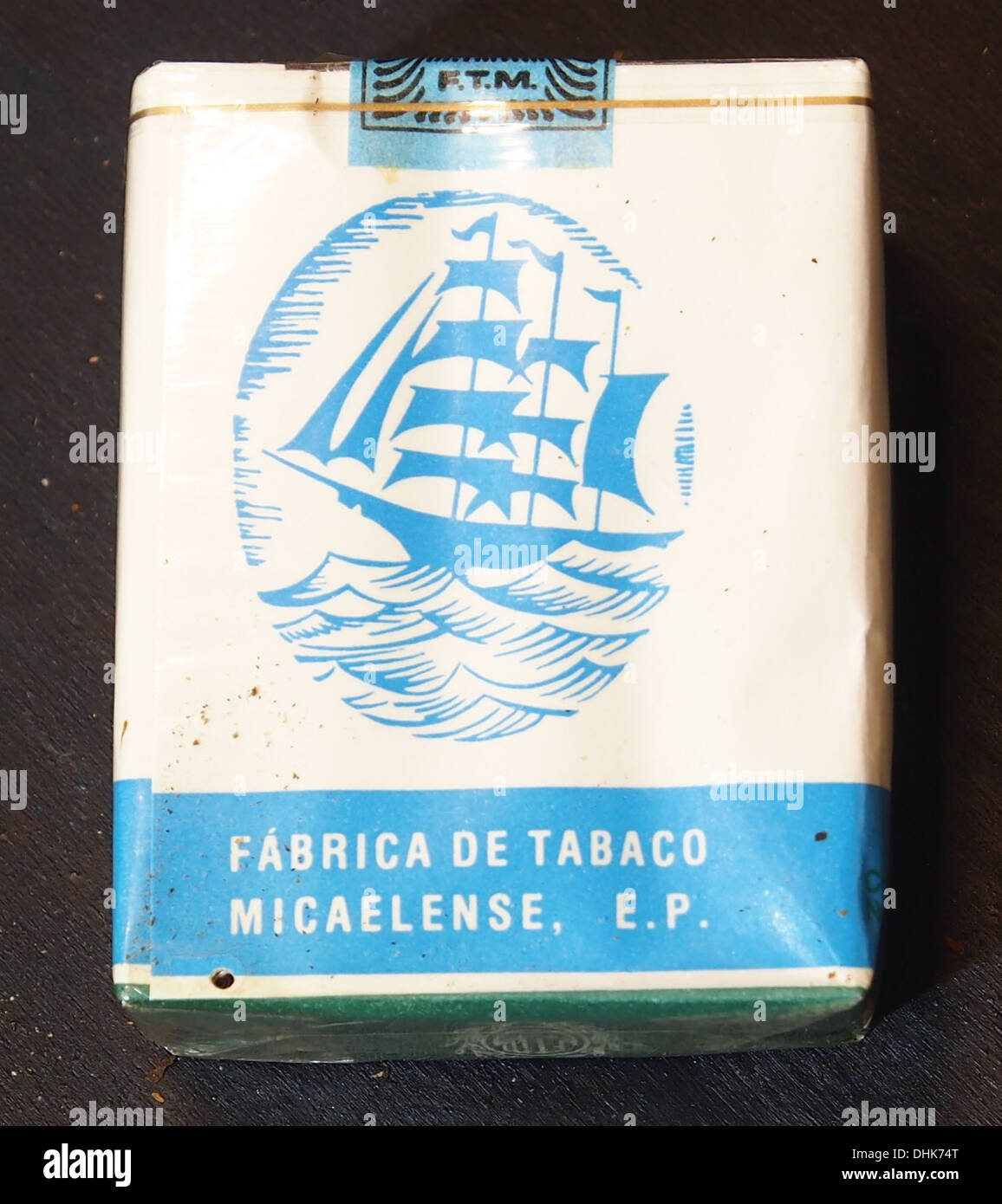 The ALTO MAR cigarettes are packaged in a distinctive cigarette box,  representing a product from the tobacco industry. The design reflects  branding and packaging trends in the tobacco market Stock Photo -