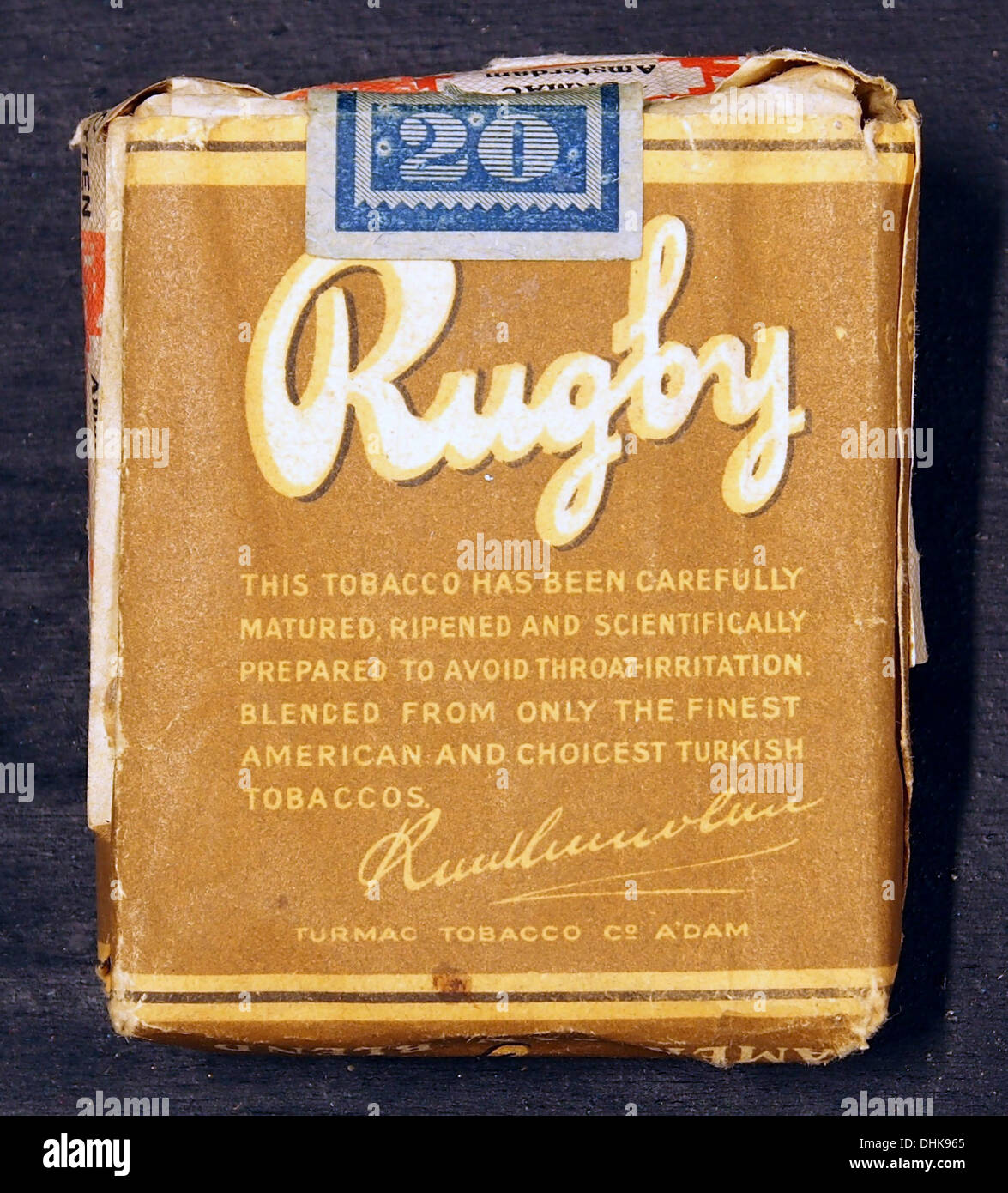 Rugby cigarettes backside, Turmac tobacco co, Amsterdam Stock Photo Alamy