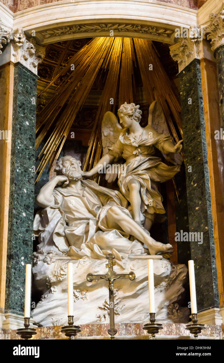 The Dream of Saint Joseph by Domenico Guidi inm the church of Santa Maria della Vittoria - Rome, Italy Stock Photo