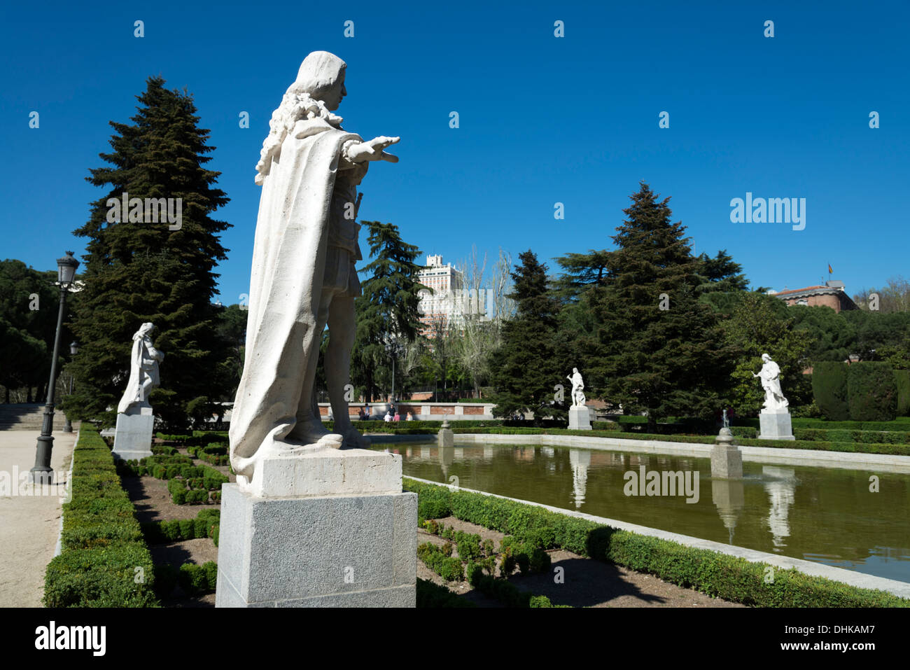 Statues in Sabatini Gardens, Madrid, Spain Stock Photo