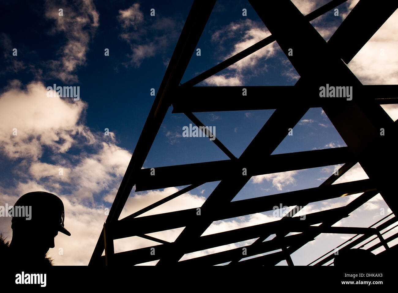 A builder on a construction site in Bolton Stock Photo Alamy
