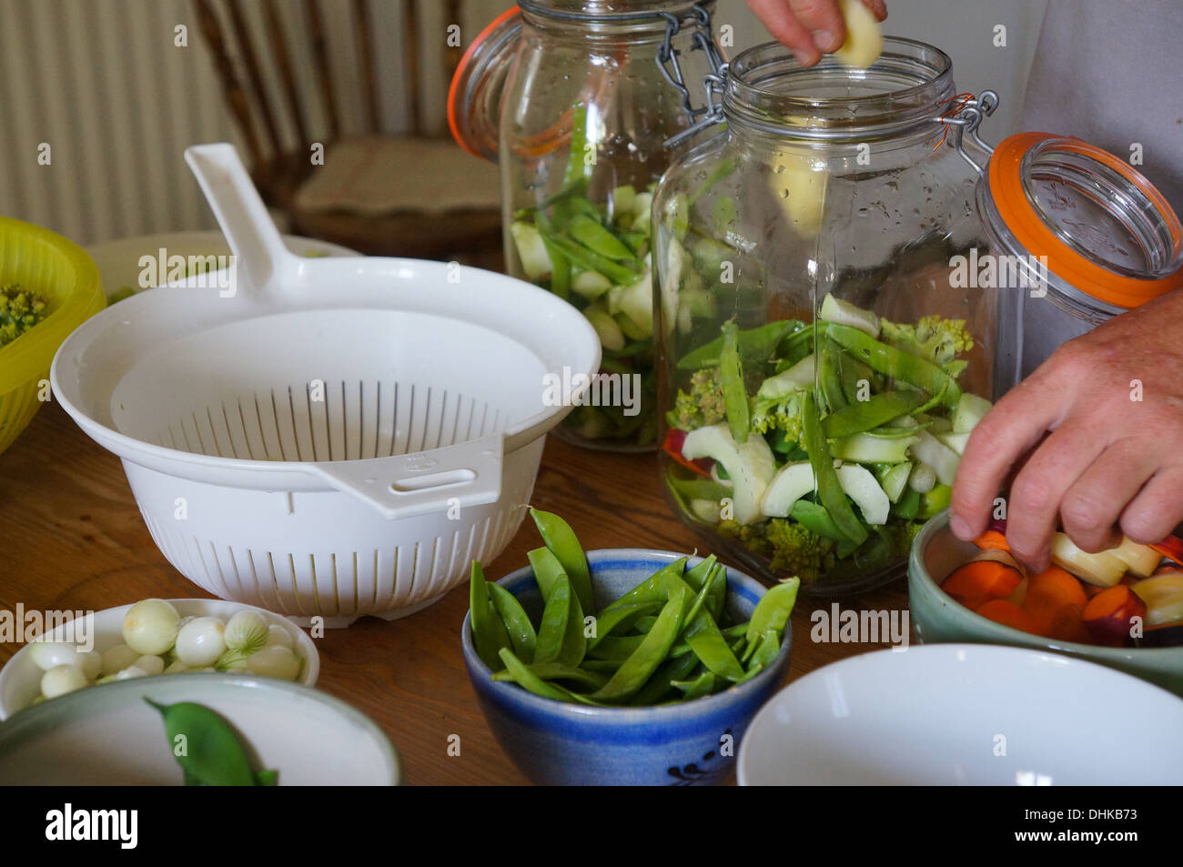 Fermenting vegetables in glass jar,prepare Stock Photo Alamy