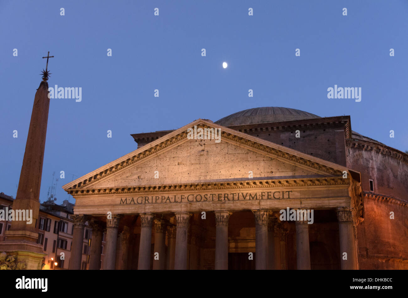 The Pantheon (temple of all the gods) at night - Rome, Italy Stock Photo