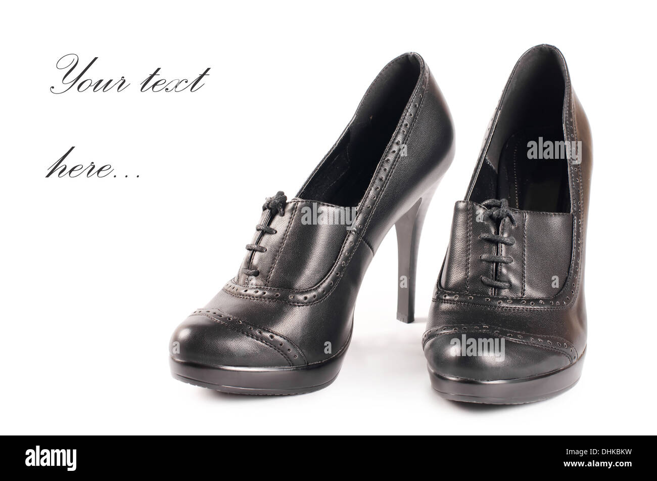 Black female shoes isolated on white Stock Photo - Alamy