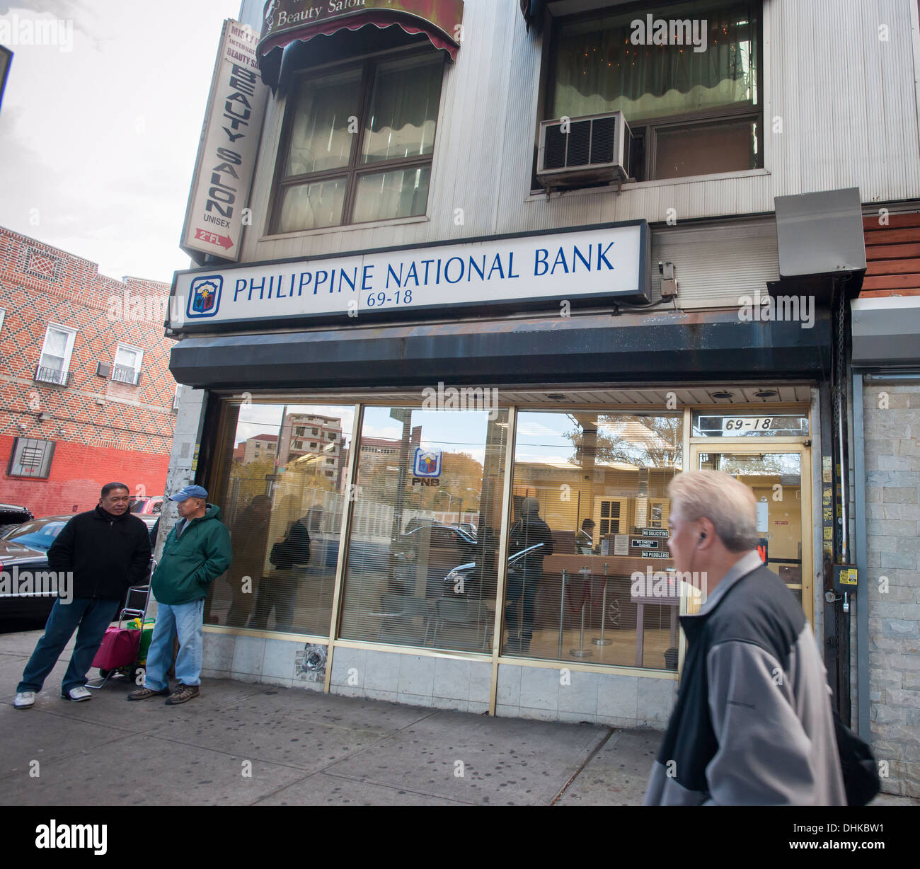 A branch of the Philippine National Bank on Roosevelt Avenue in Queens in New York in the 'Little Manila' neighborhood Stock Photo