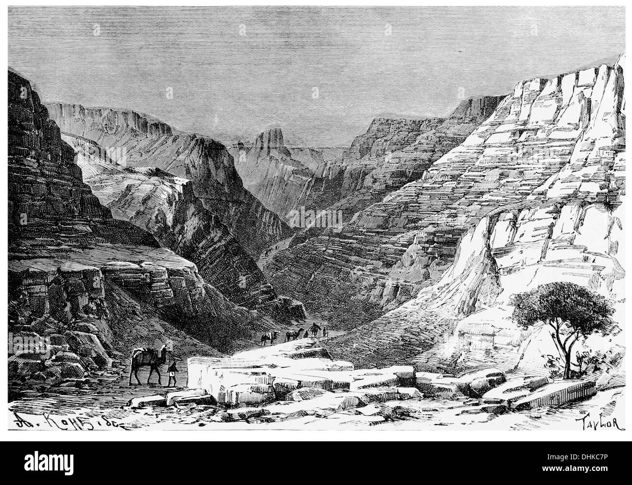 1888 Egueri gorge Africa Mountains Camel Rocks Stock Photo