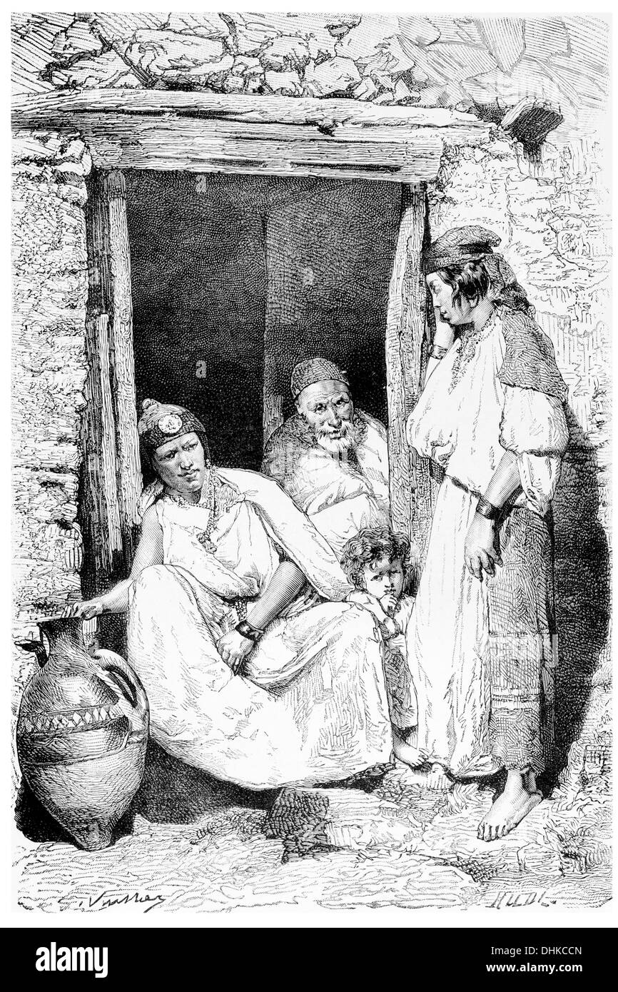 1888 Kabyle family group Algeria and Tunisia Stock Photo