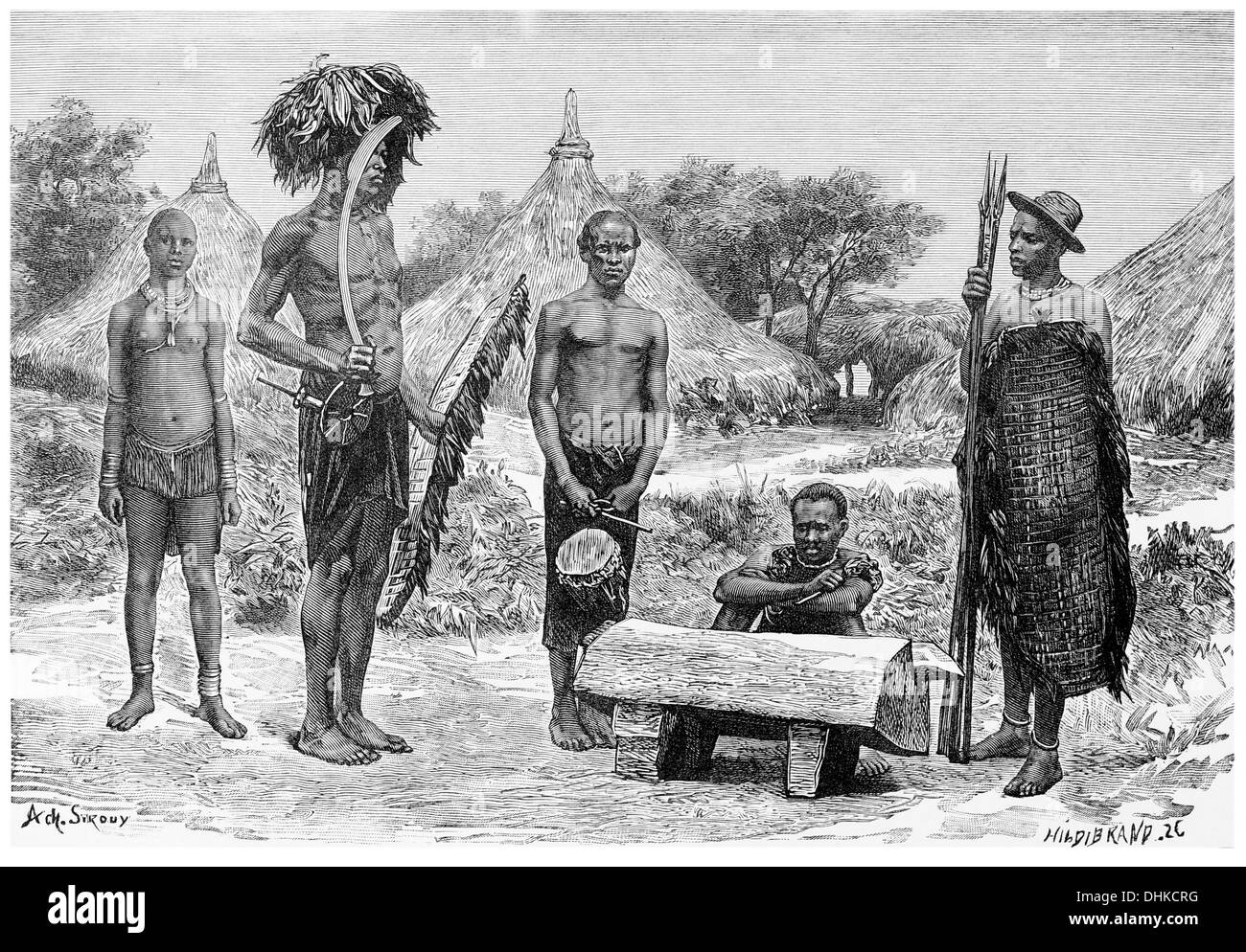 1888 Group of Makrakas Makaraka south Sudan Stock Photo