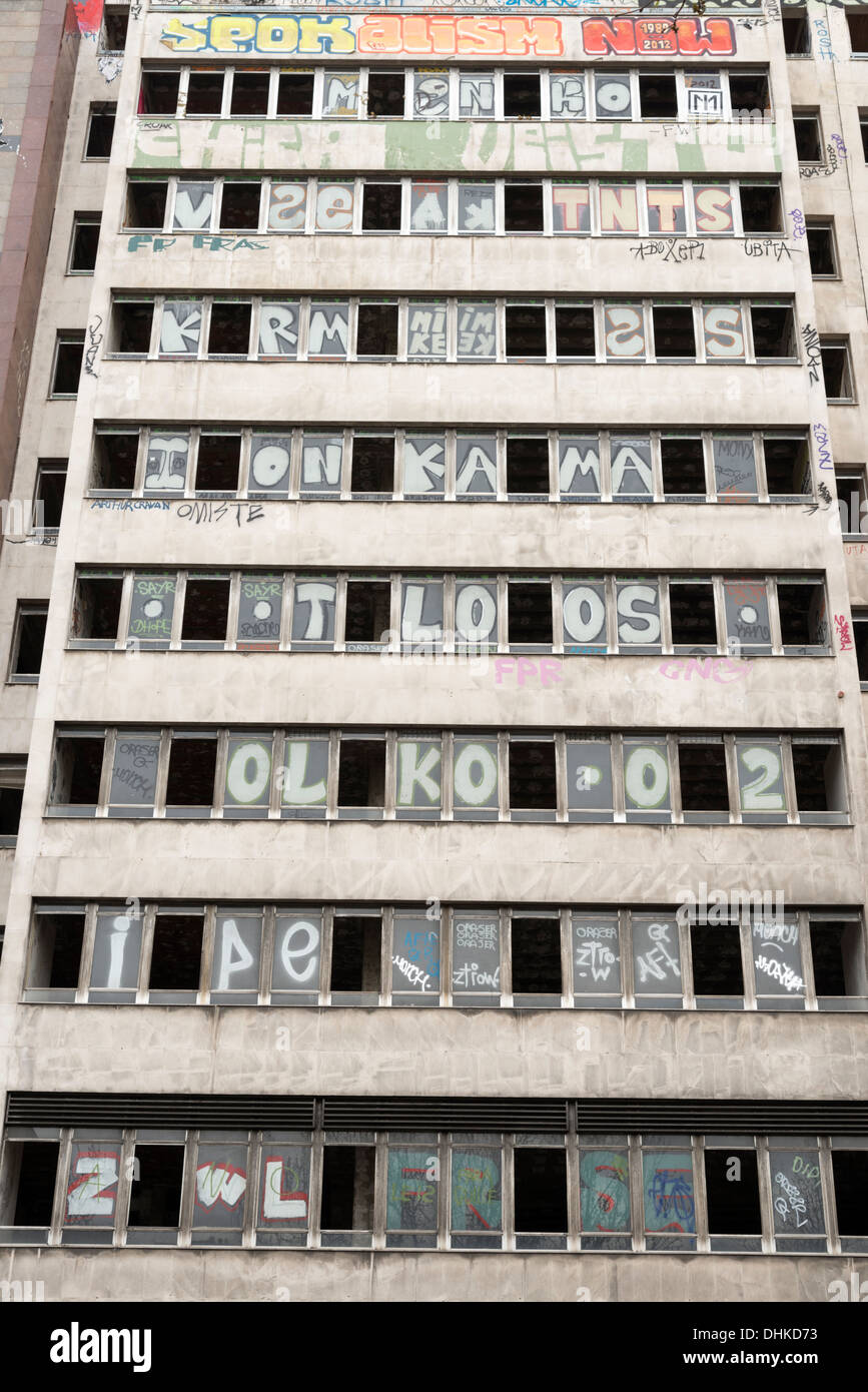 Derelict buildings on Plaza España, Madrid, Spain Stock Photo