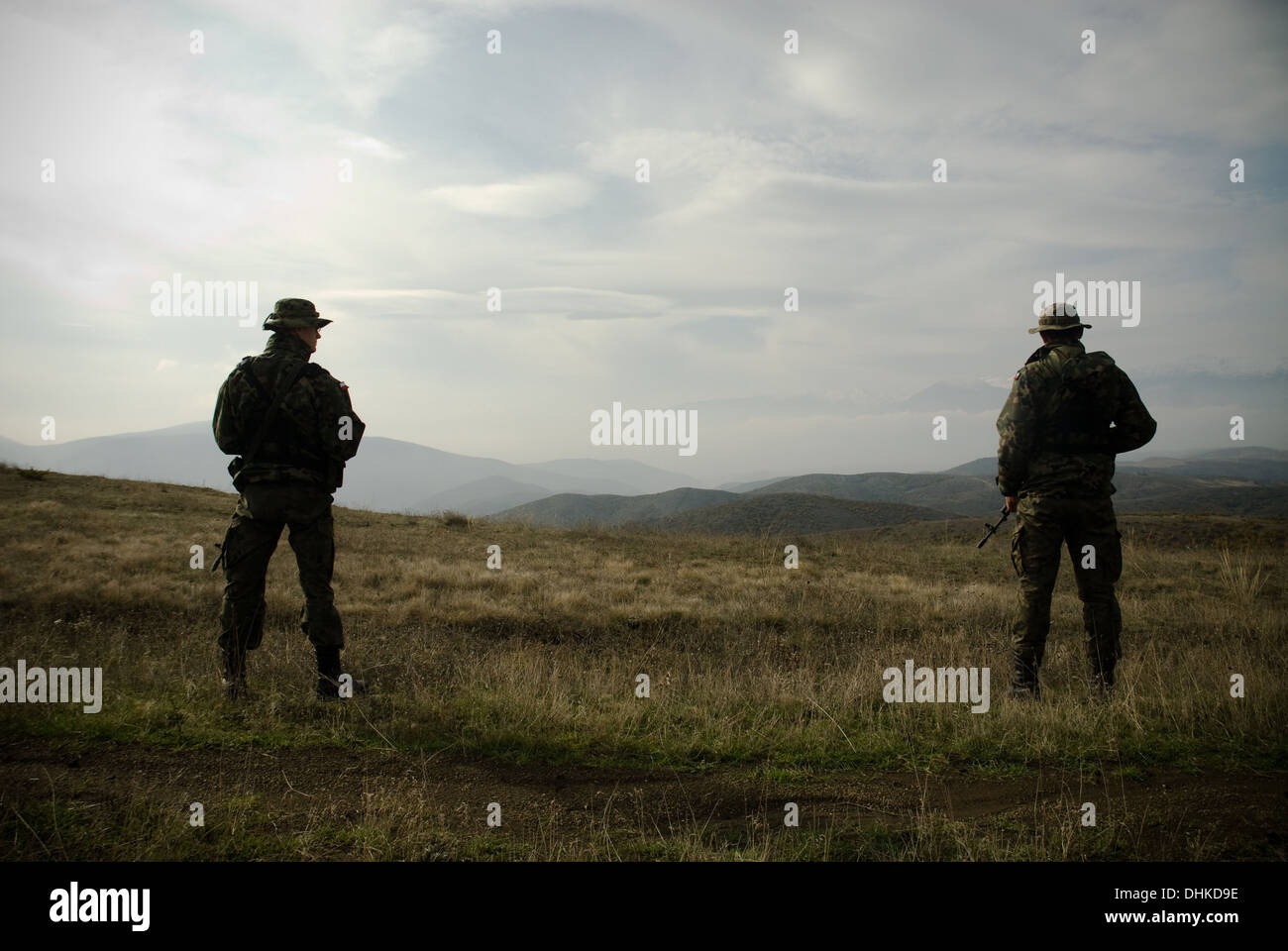 Polish soldiers, KFOR troops, Kosovo Stock Photo