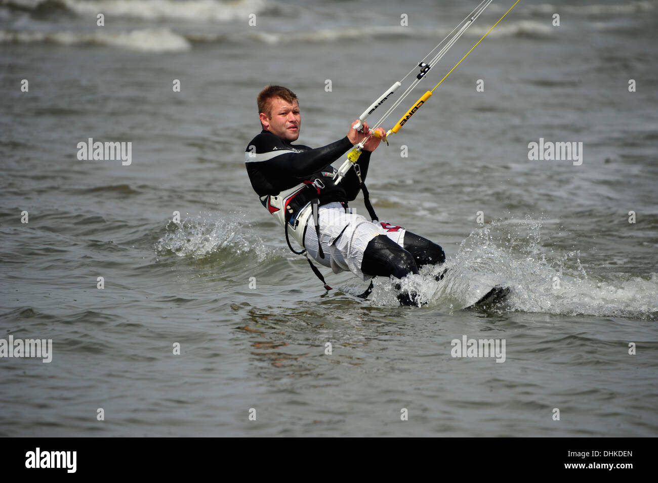 Beetle Kitesurf Worldcup 2012, Racing Men Course, North Sea, St. Peter-Ording, Germany. Press use only. Stock Photo