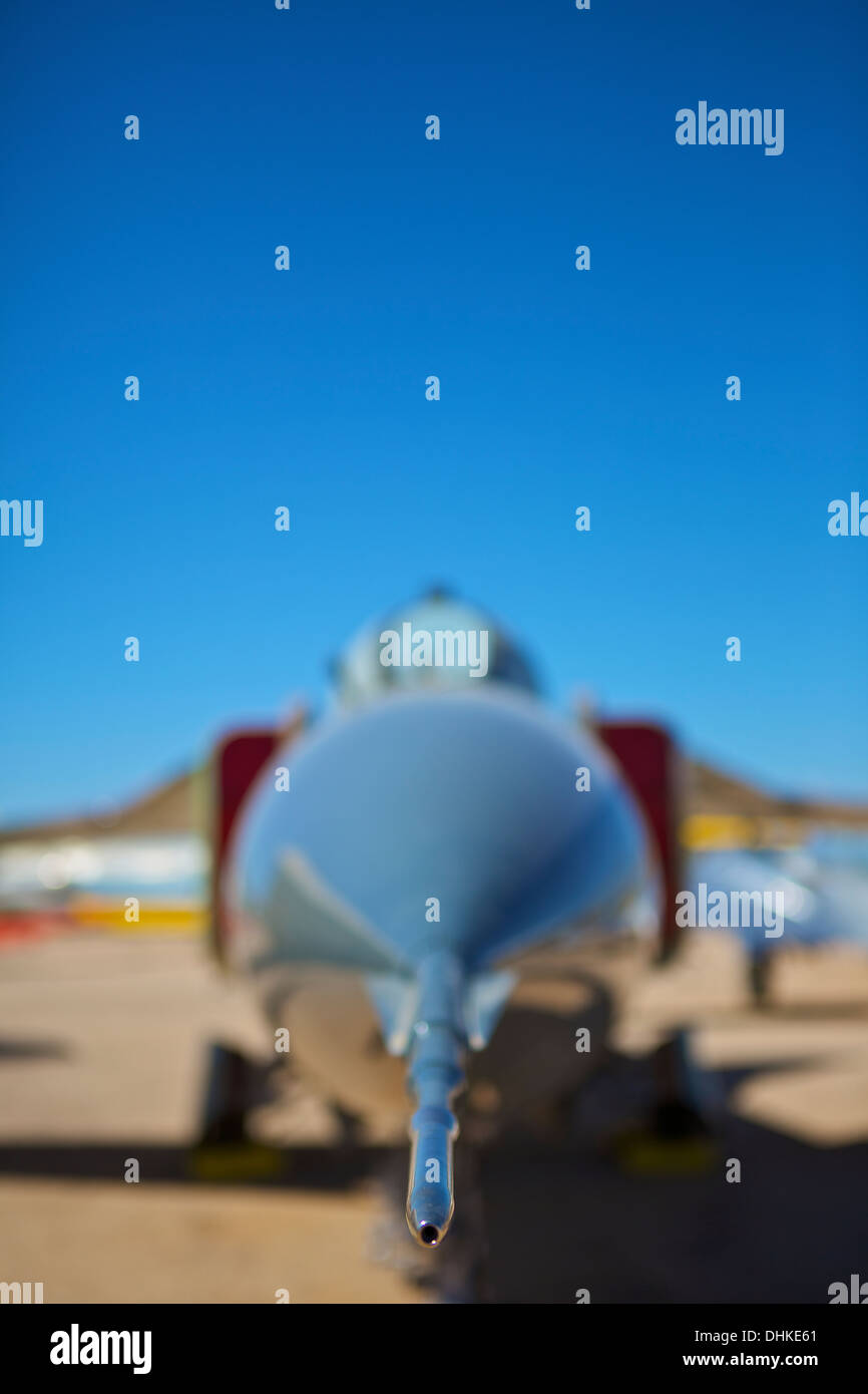 Abstract view of the nose of a Soviet Air Force MiG-23 Flogger . Stock Photo