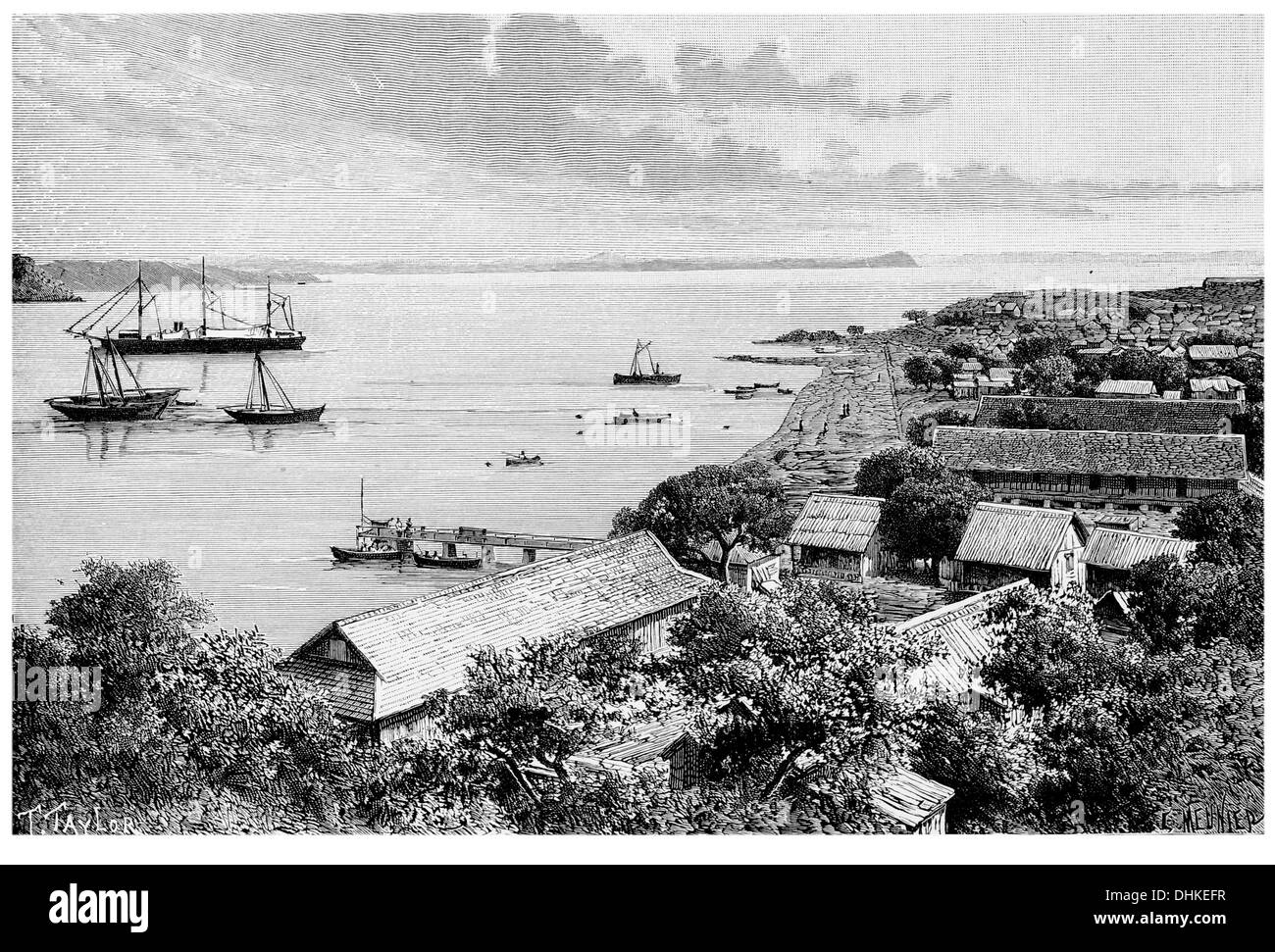 1888 Diego suarez Bay view taken at Antsirana Madagascar Stock Photo