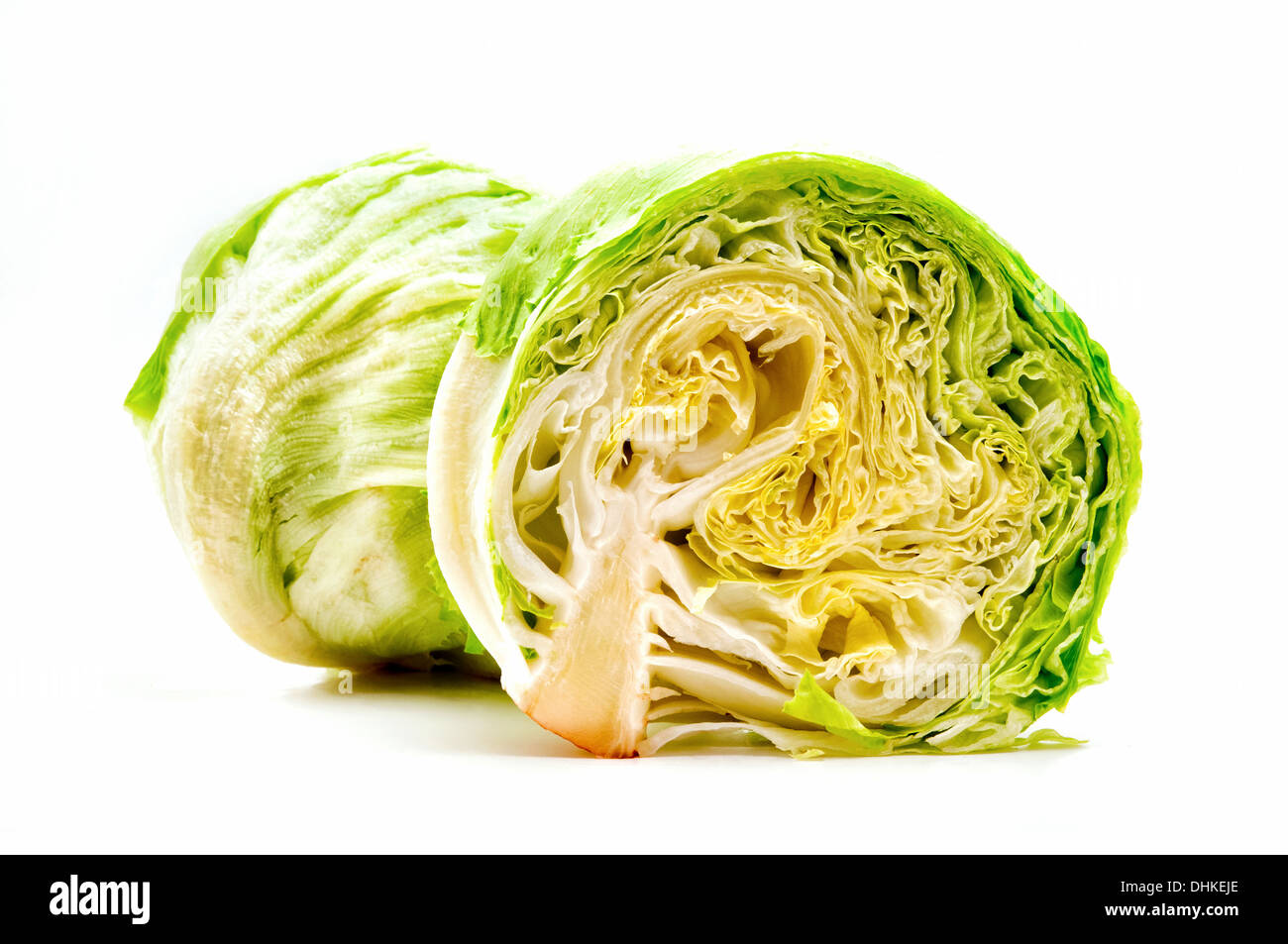 Iceberg lettuce on a white background Stock Photo