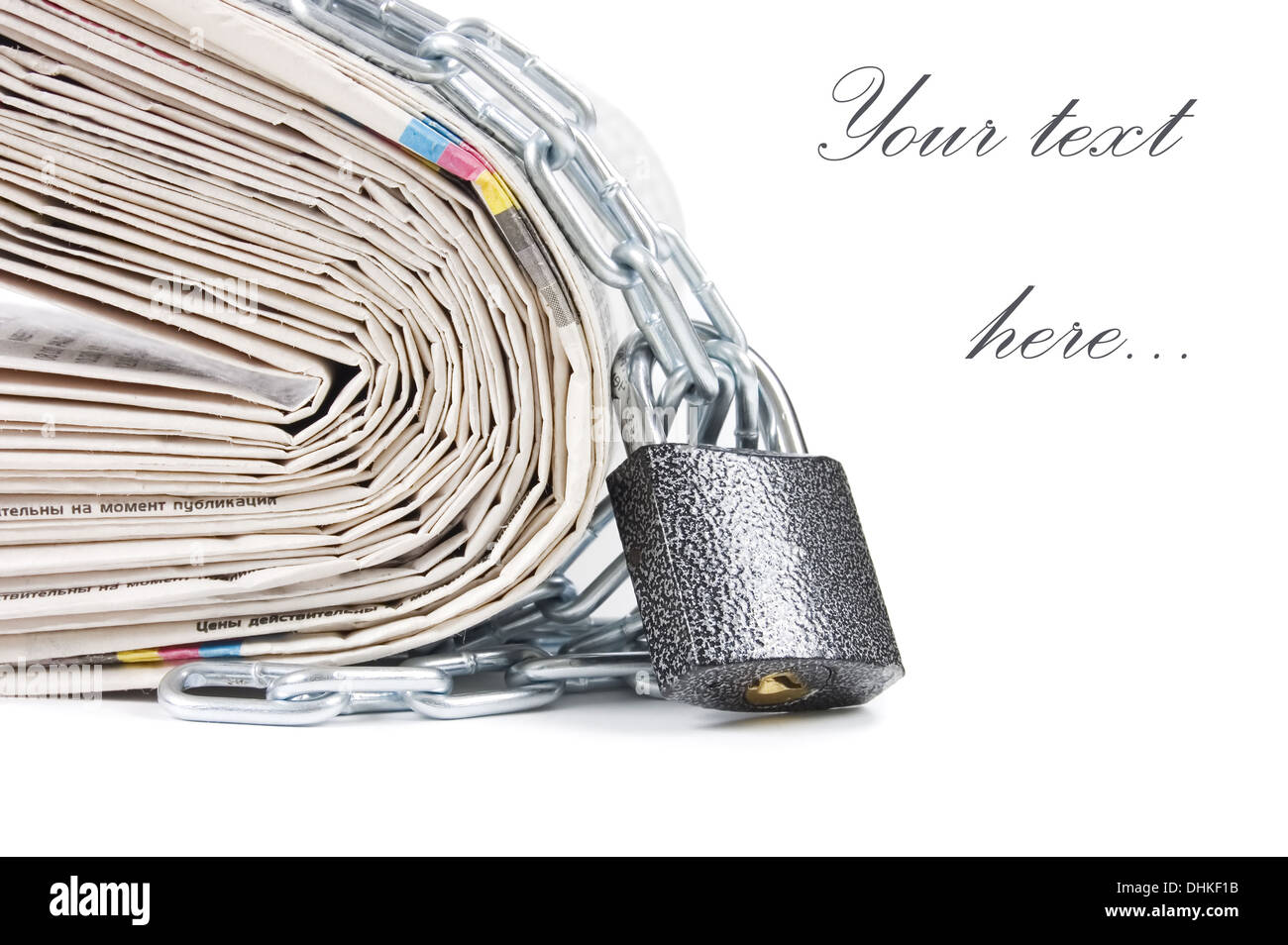 pile of newspapers with chains Stock Photo Alamy