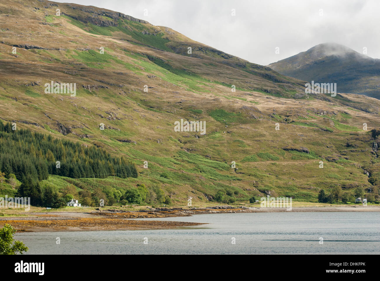 Hillside and Loch with small house Stock Photo Alamy Hillside and Loch with small house Stock Photo Alamy