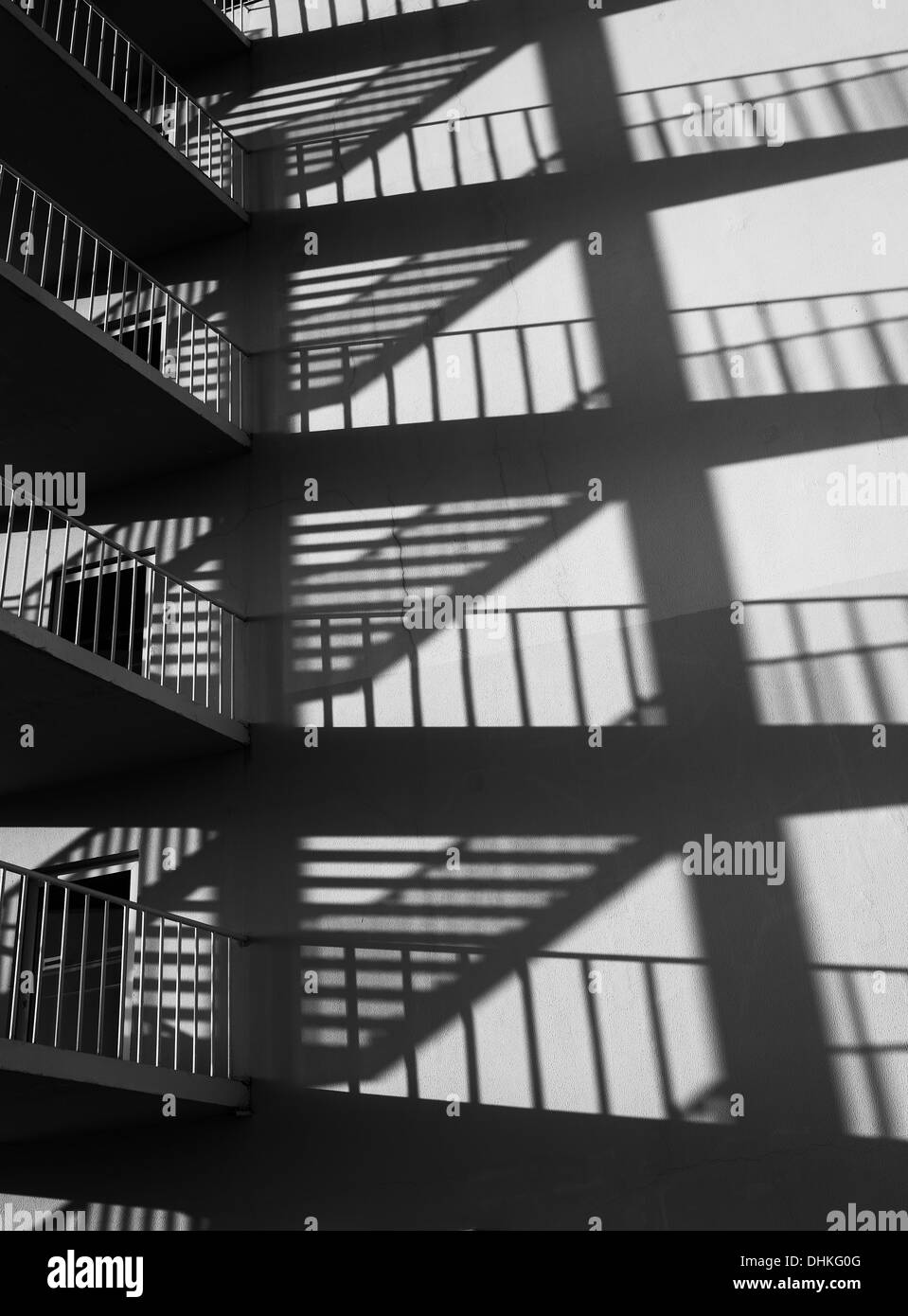 Fire escape and shadows Stock Photo
